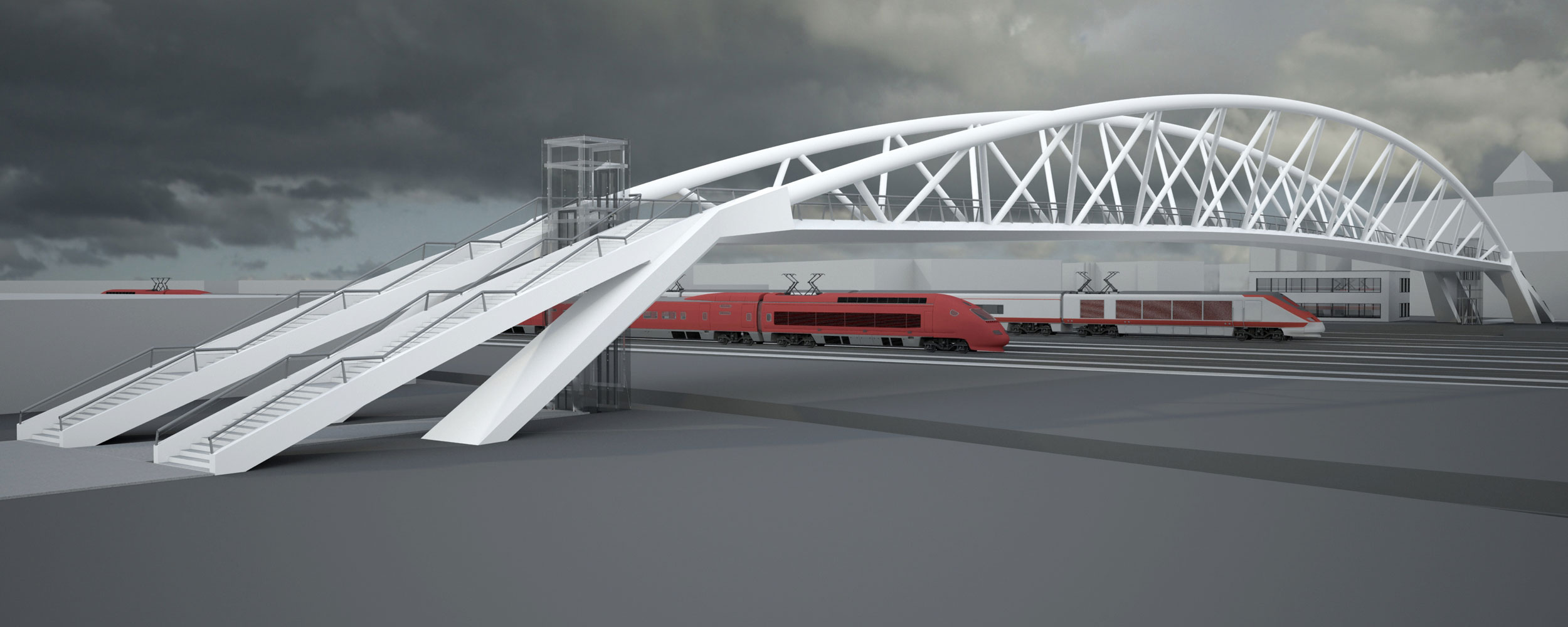 Railway station footbridge (Bahnhofsbrücke) in Heilbronn