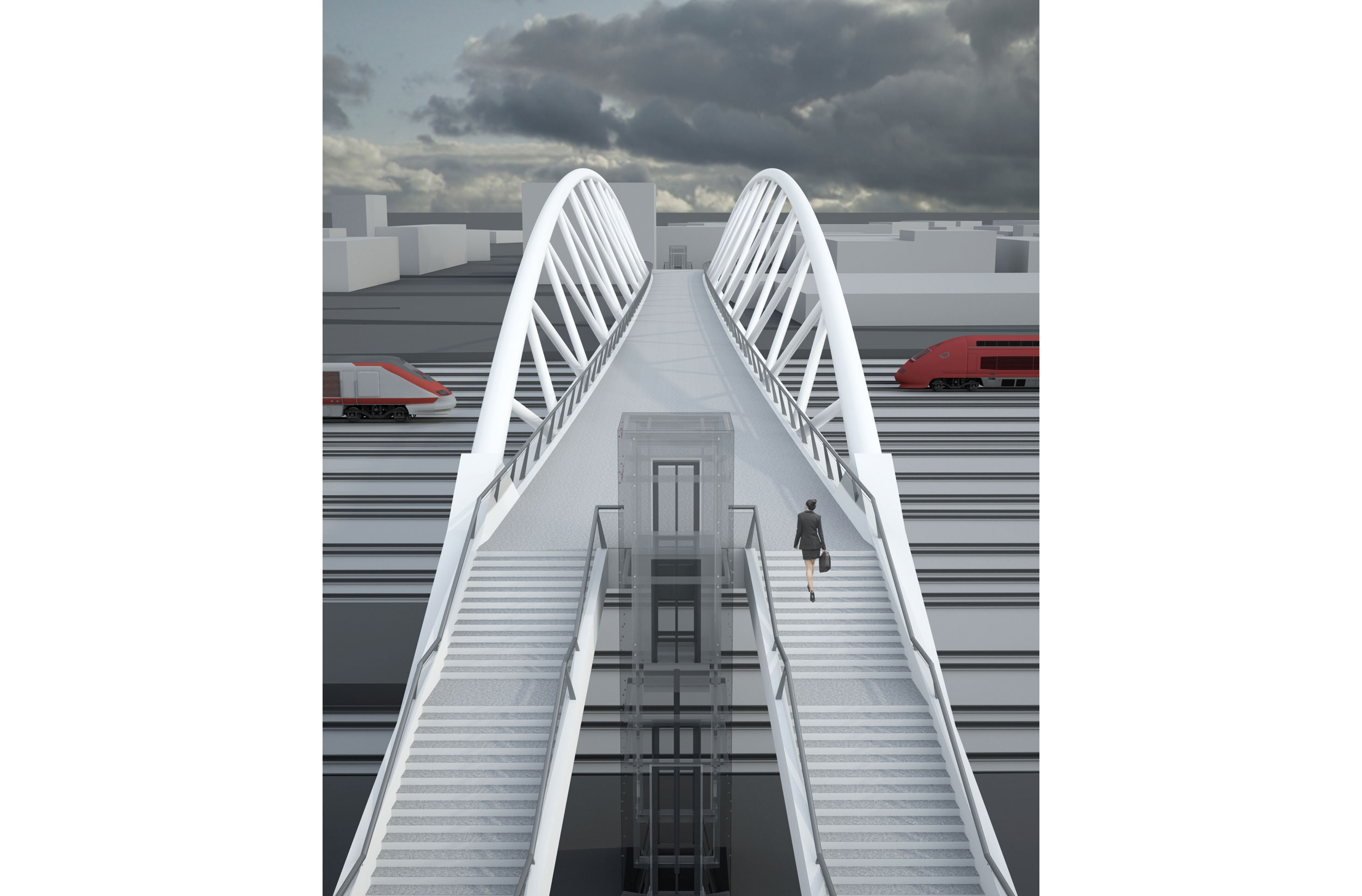 Railway station footbridge (Bahnhofsbrücke) in Heilbronn