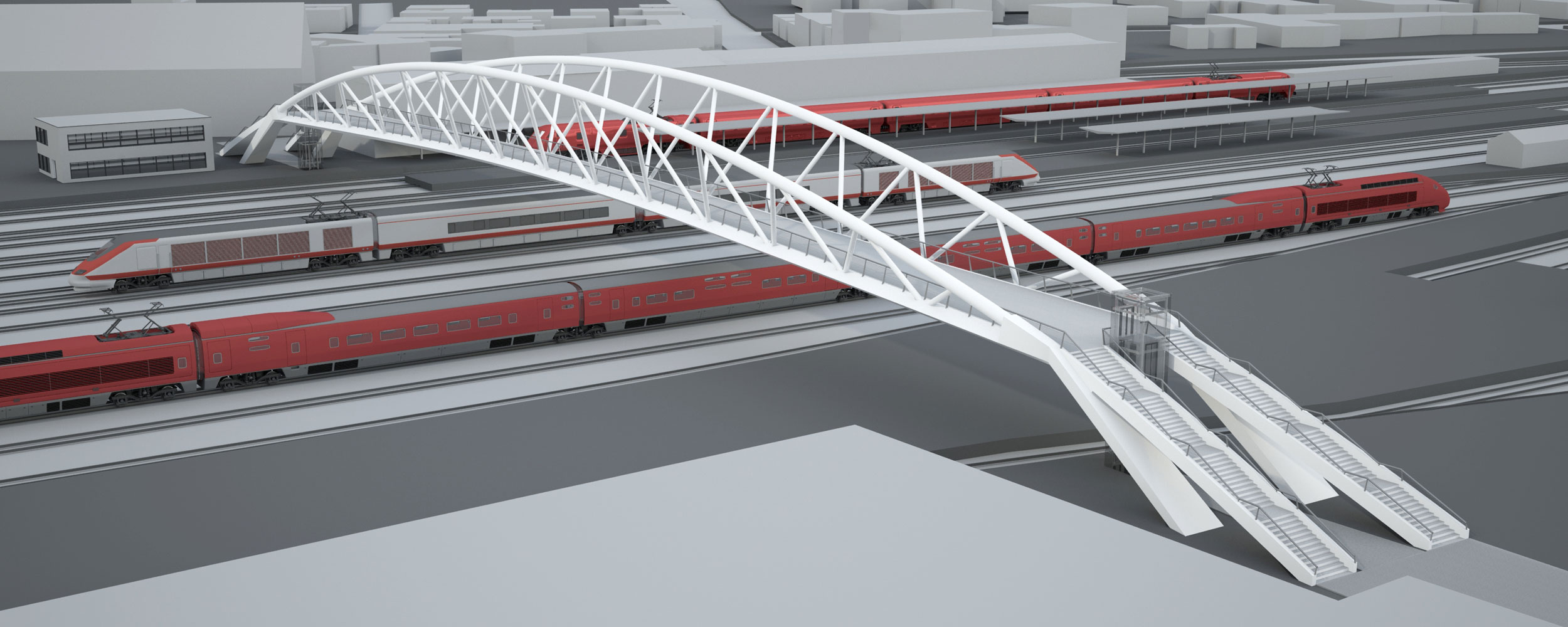 Railway station footbridge (Bahnhofsbrücke) in Heilbronn