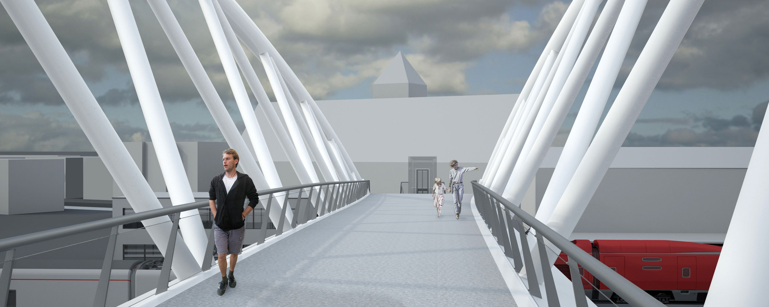 Railway station footbridge (Bahnhofsbrücke) in Heilbronn