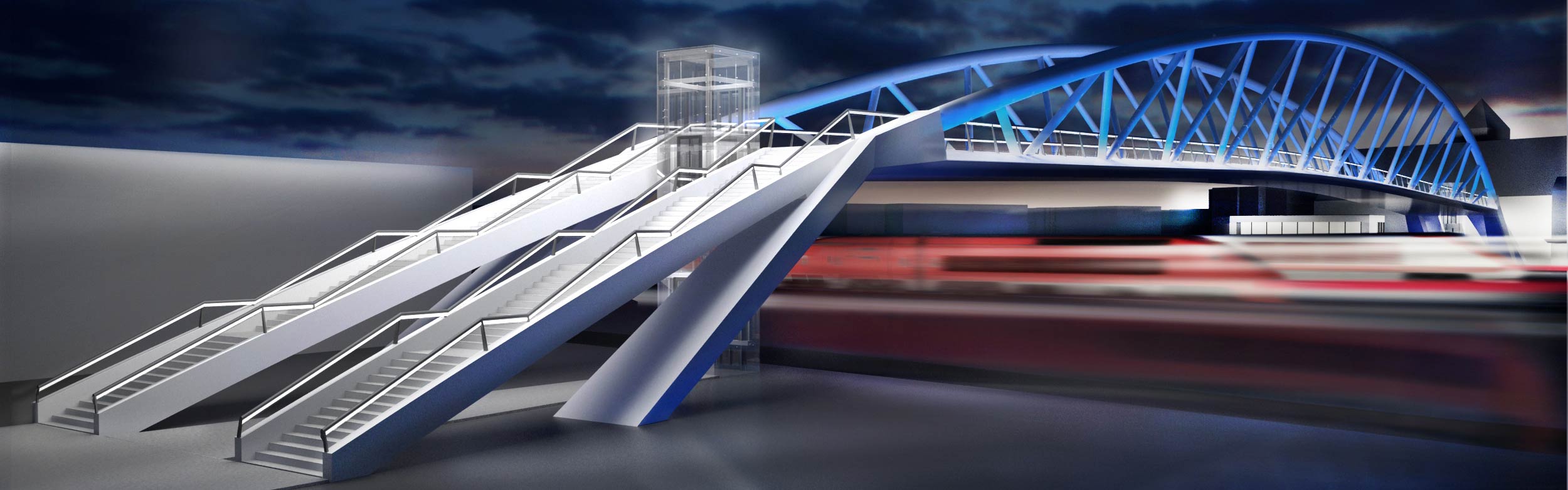Railway station footbridge (Bahnhofsbrücke) in Heilbronn