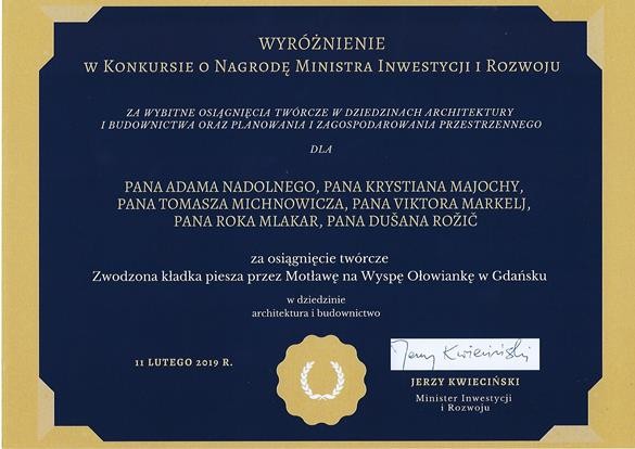 Olowianka footbridge awarded
