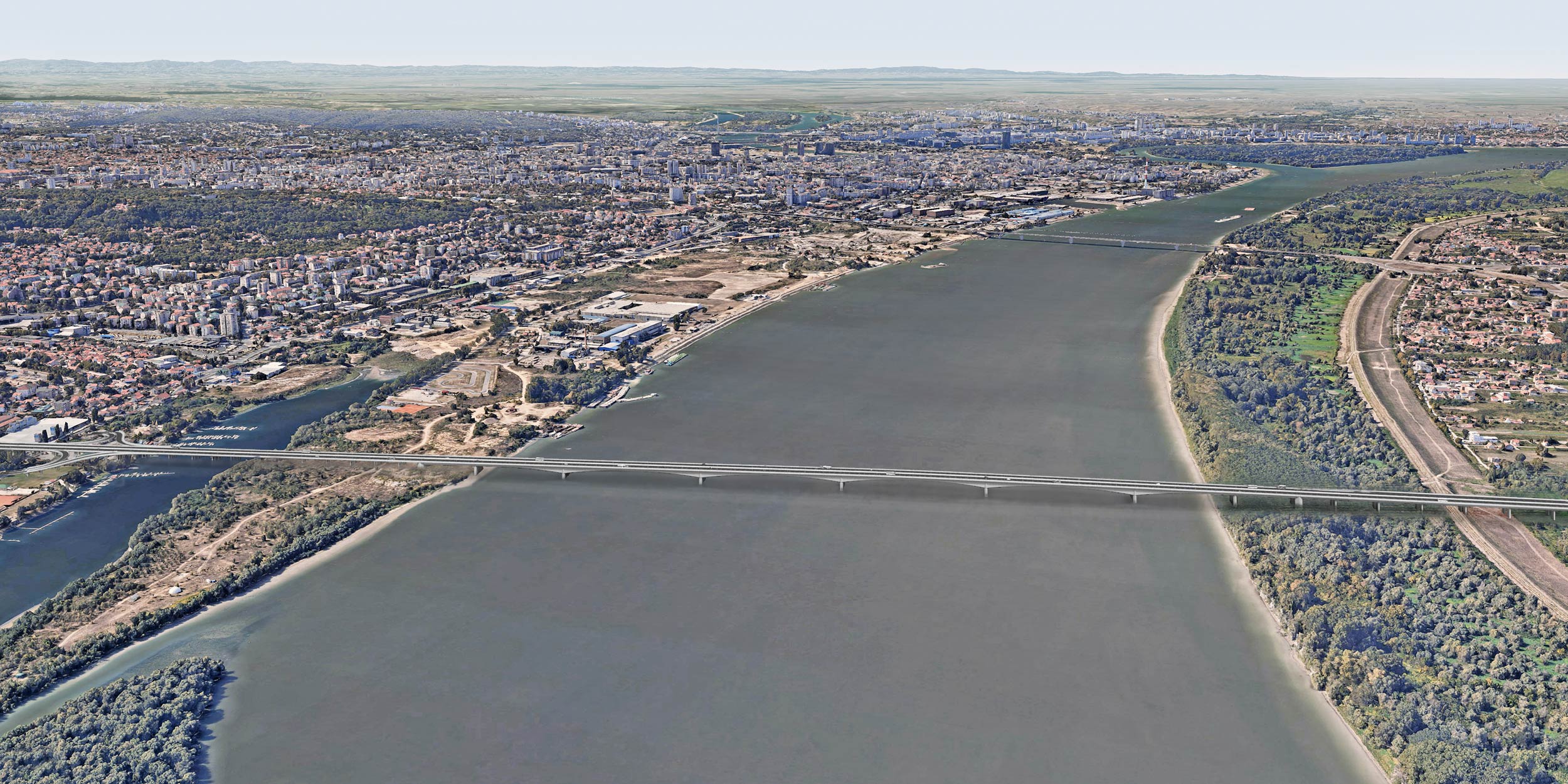 Mega bridge over the Danube in Belgrade