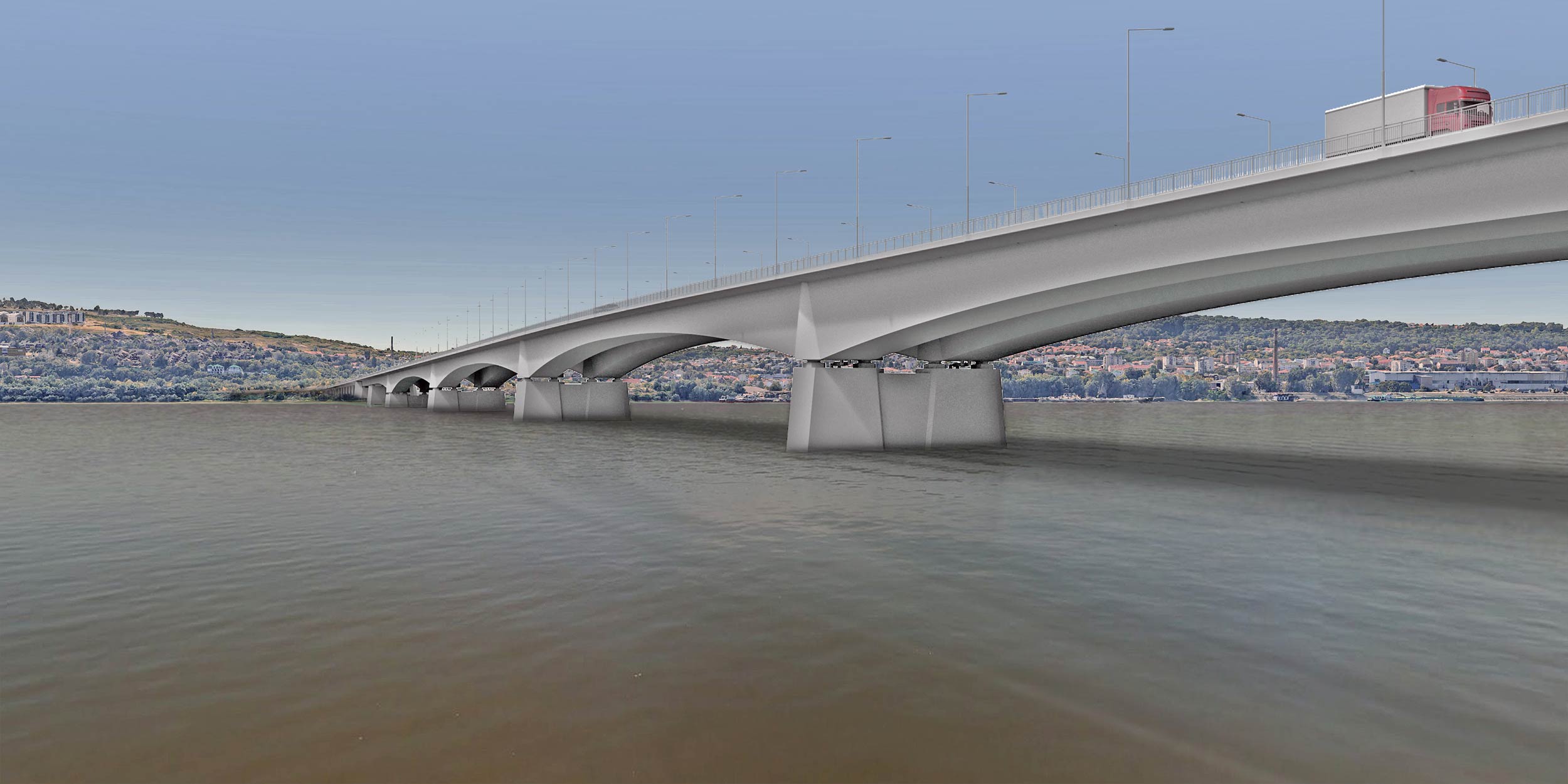 Mega bridge over the Danube in Belgrade