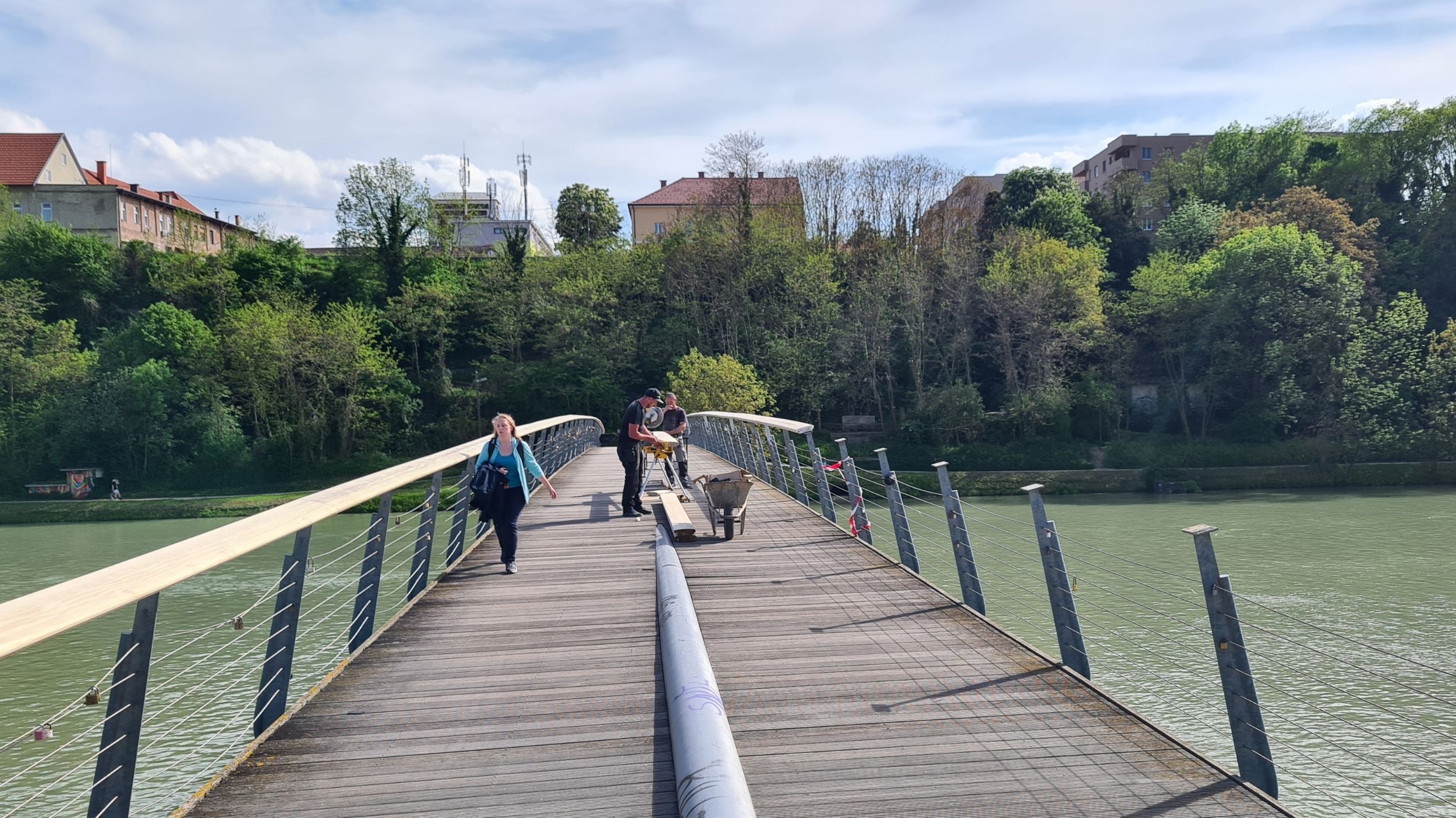 Footbridge Studenci undergoing partial rehabilitation