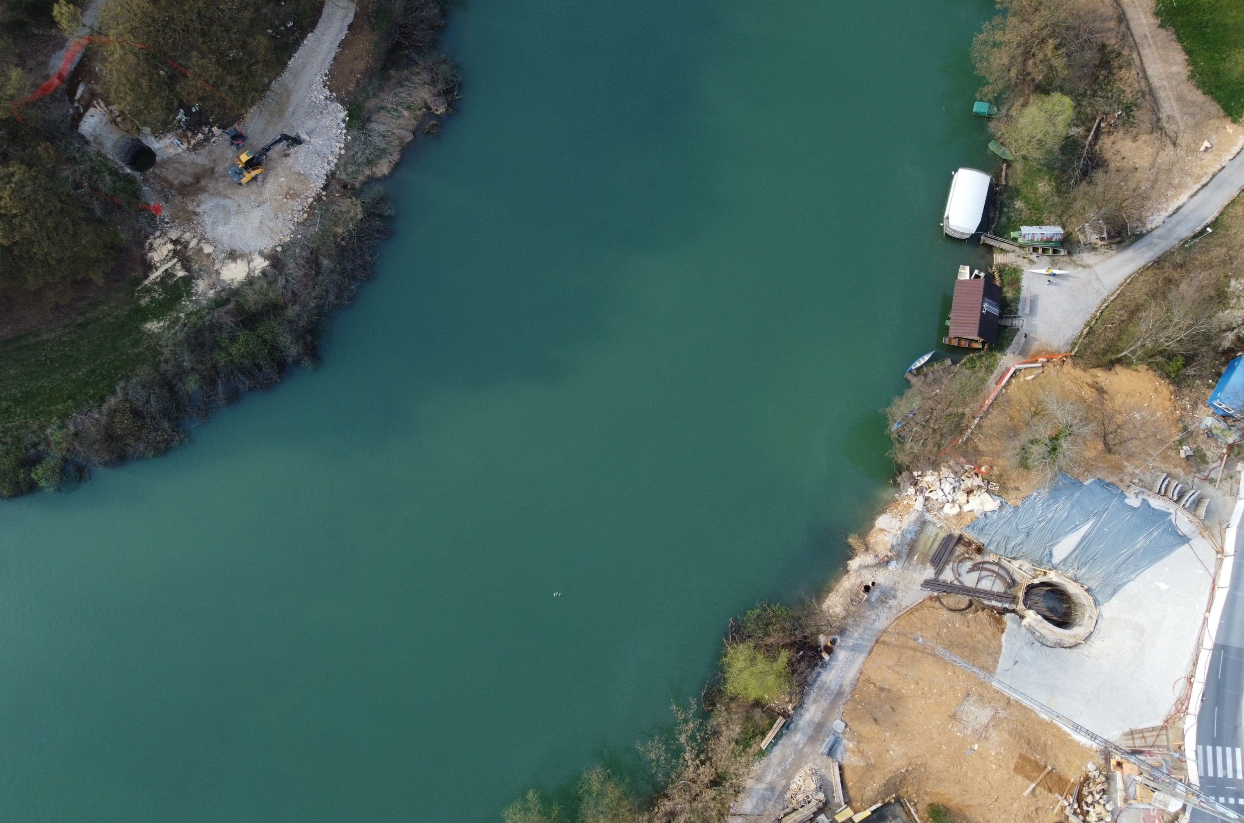 The construction of the Foot and Cycle Bridge in Irča vas well underway