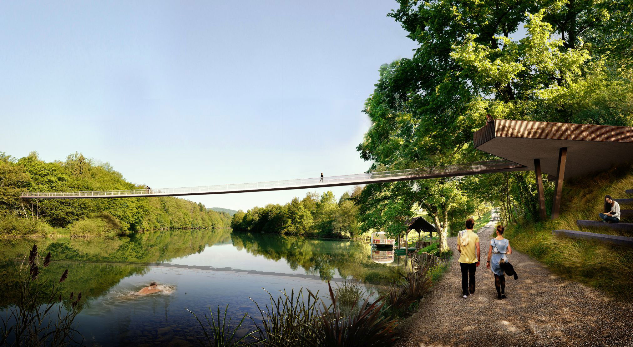 All four bearing tendors of the Foot and Cycle Bridge in Irča vas installed