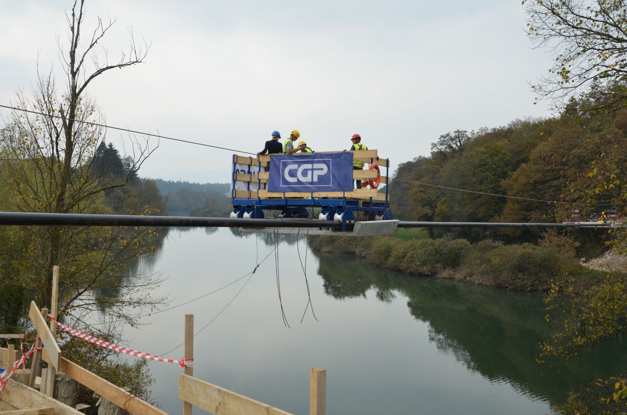 Placing of precast elements of the Foot and Cycle Bridge in Irča vas
