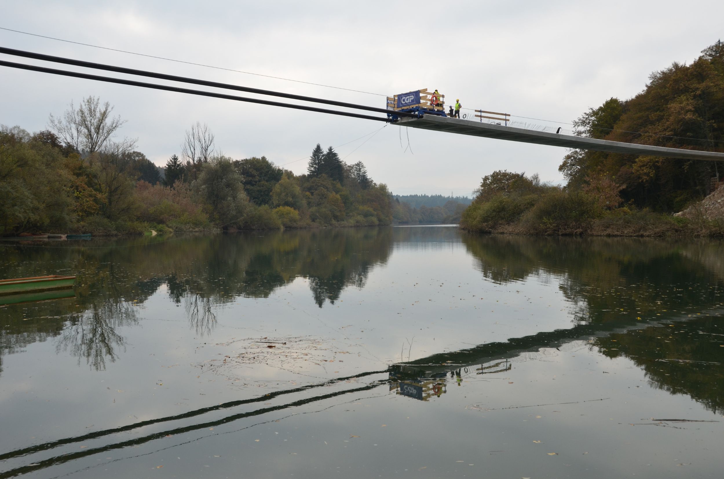 Placing of precast elements of the Foot and Cycle Bridge in Irča vas