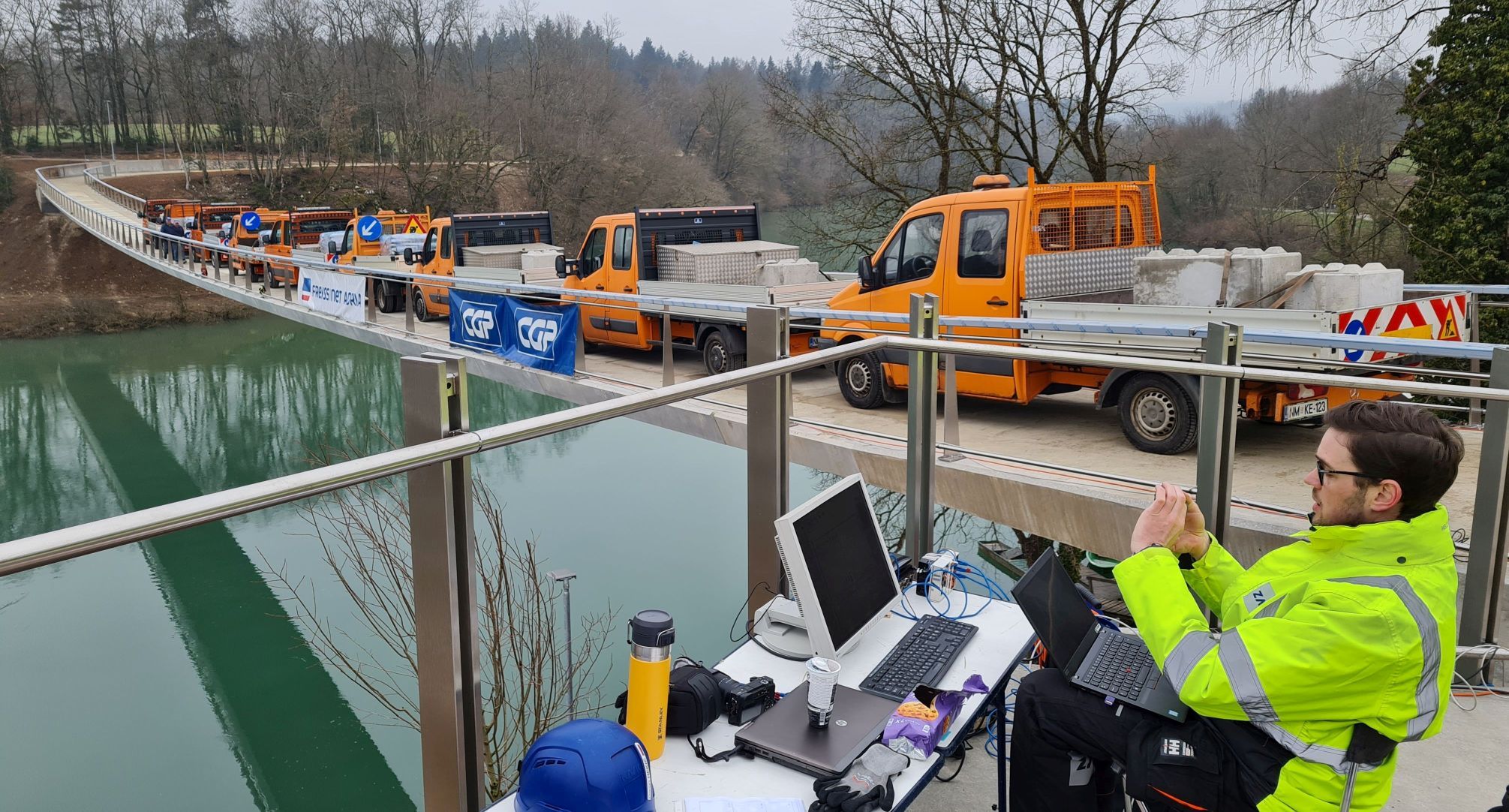 Load testing of Foot and Cycle Bridge in Irča vas