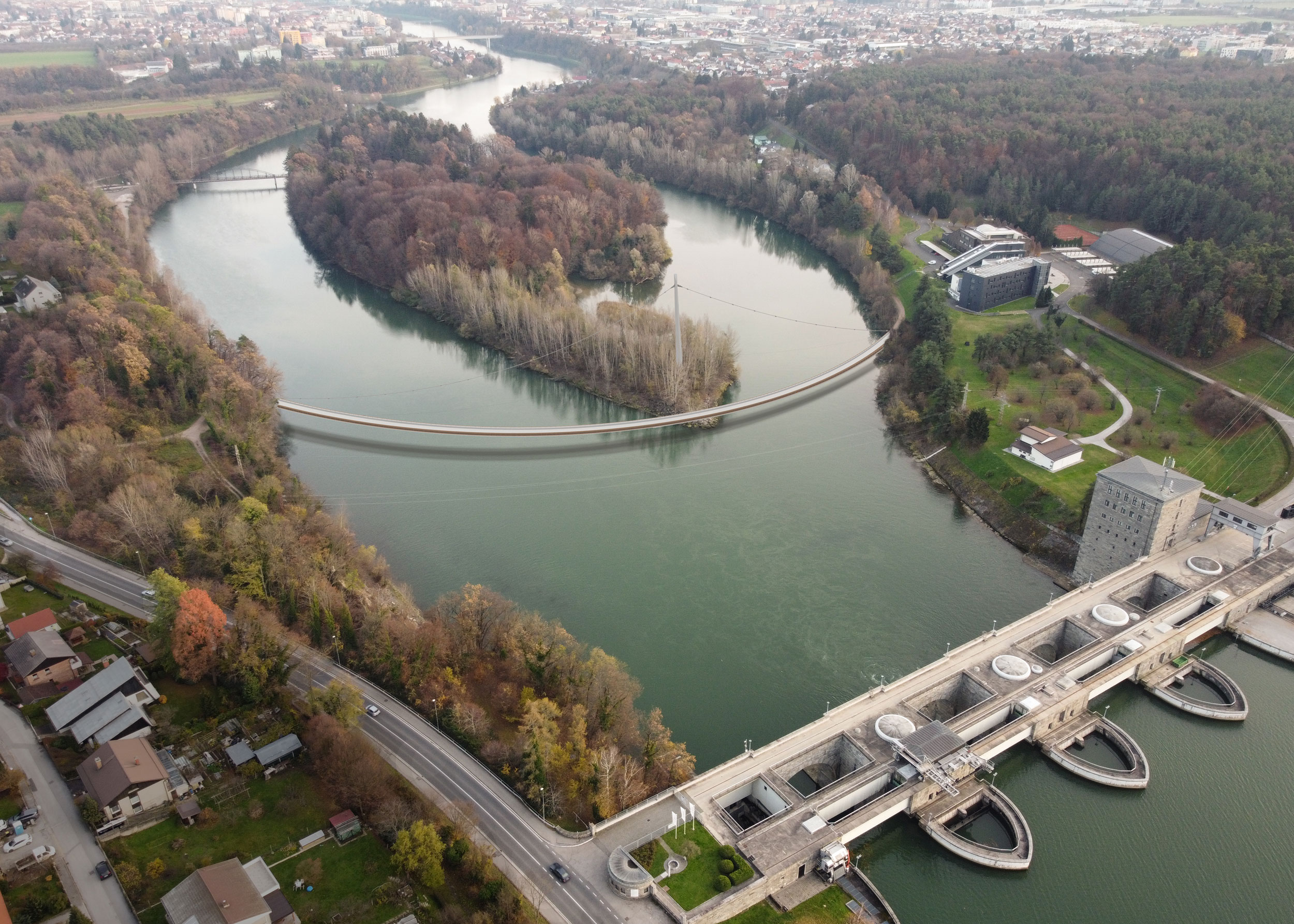 Ponting’s design competition entry for a new footbridge across the Island of Maribor at all entries exhibition