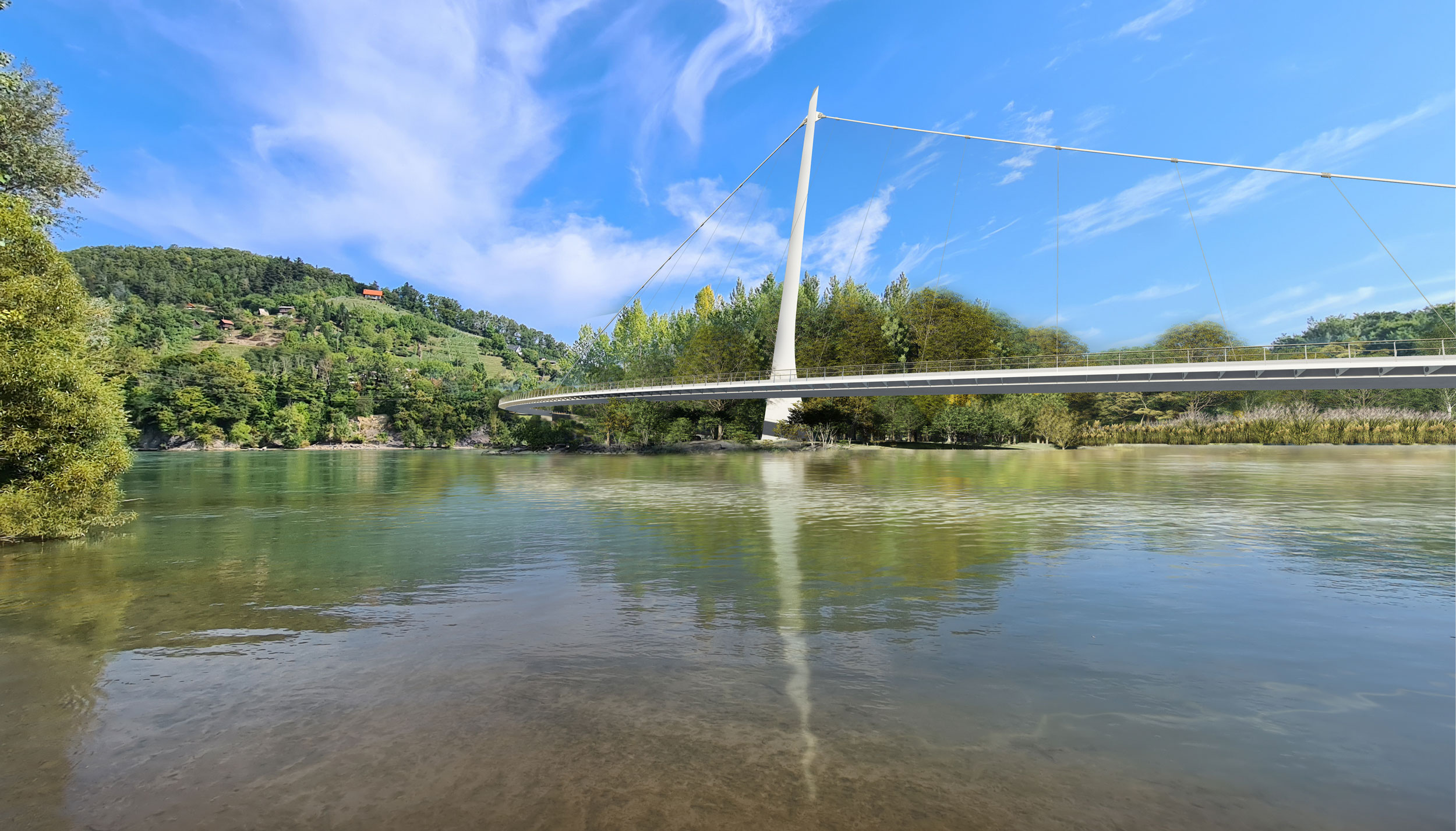 Ponting’s design competition entry for a new footbridge across the Island of Maribor at all entries exhibition