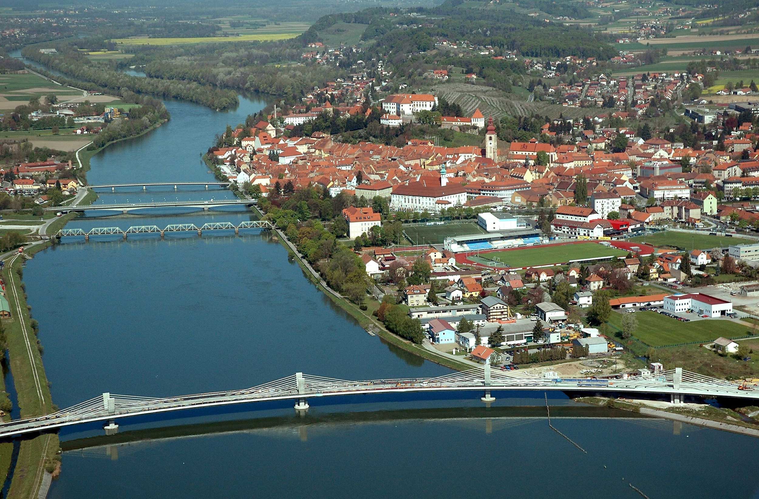 Puh Bridge over Drava in Ptuj