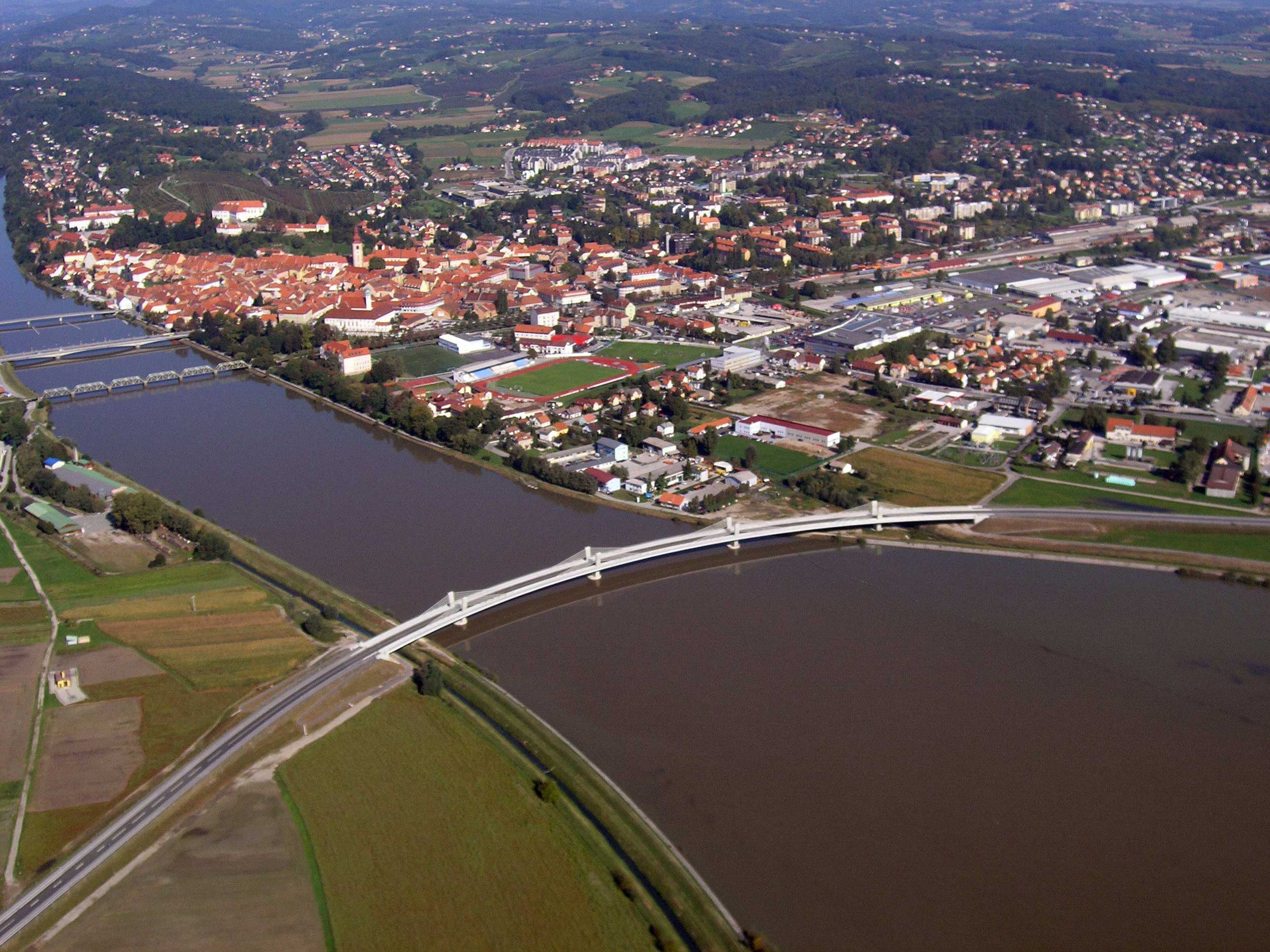 Puh Bridge over Drava in Ptuj