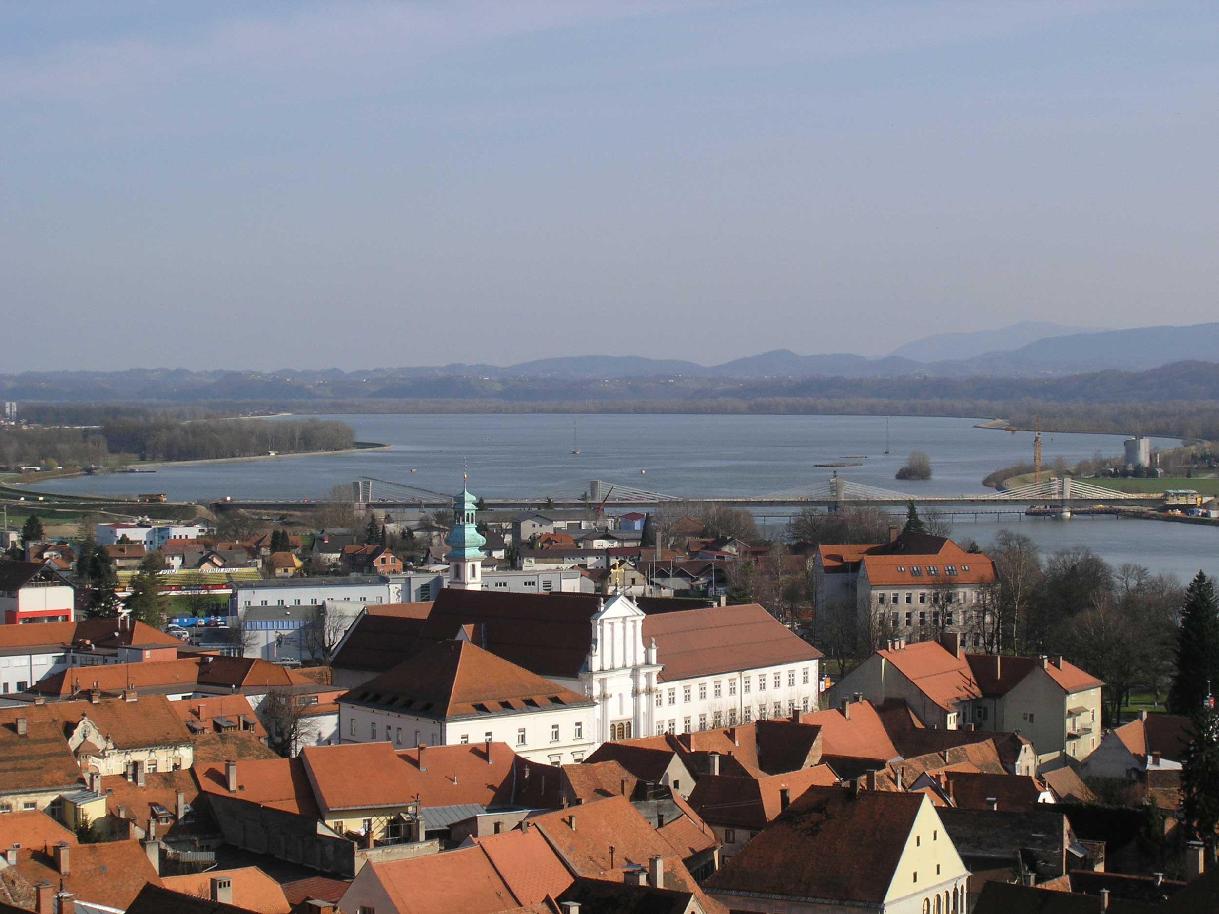 Puh Bridge over Drava in Ptuj