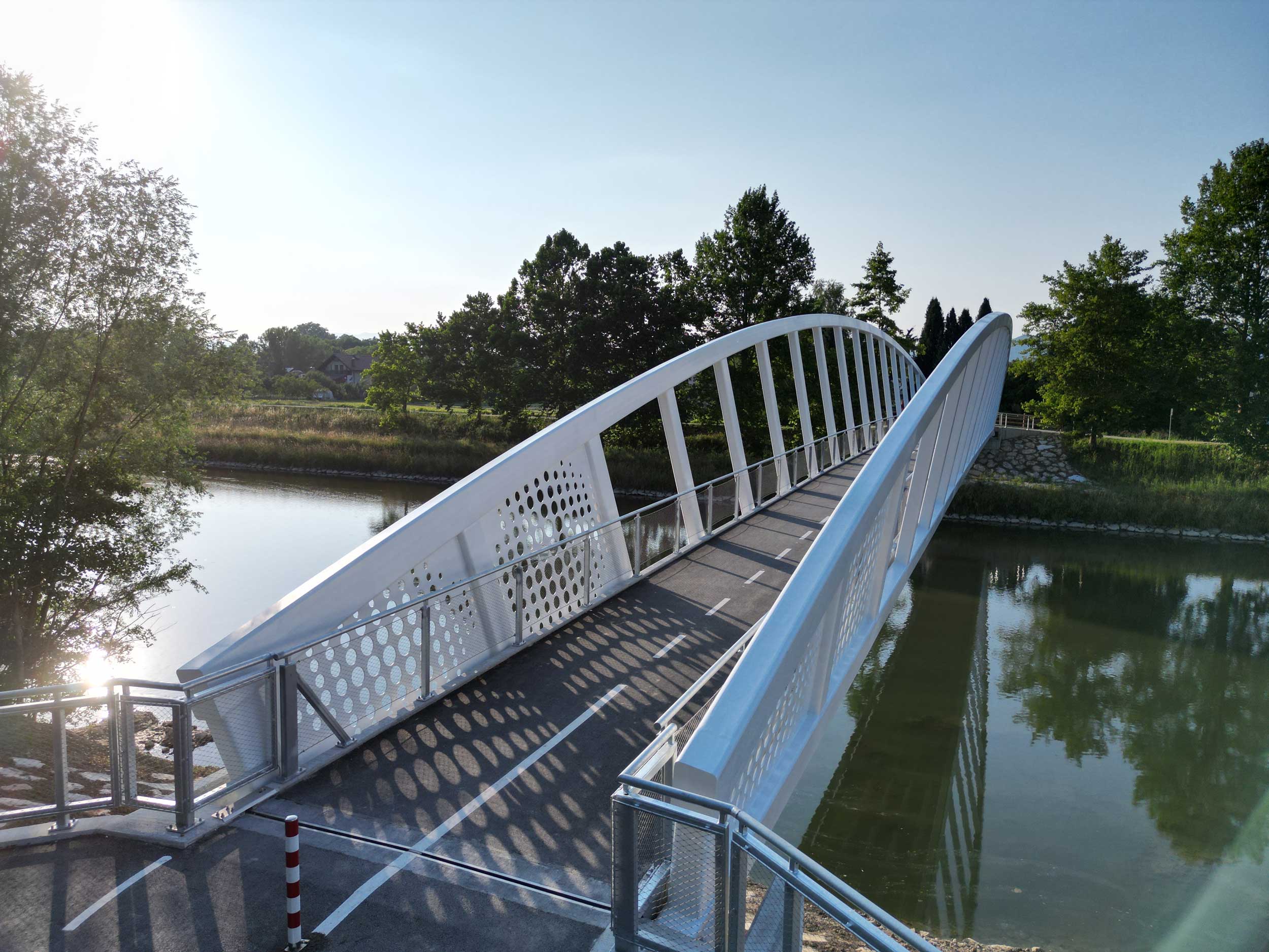 Pedestrian and cyclist bridge over Savinja River at Špica in Celje
