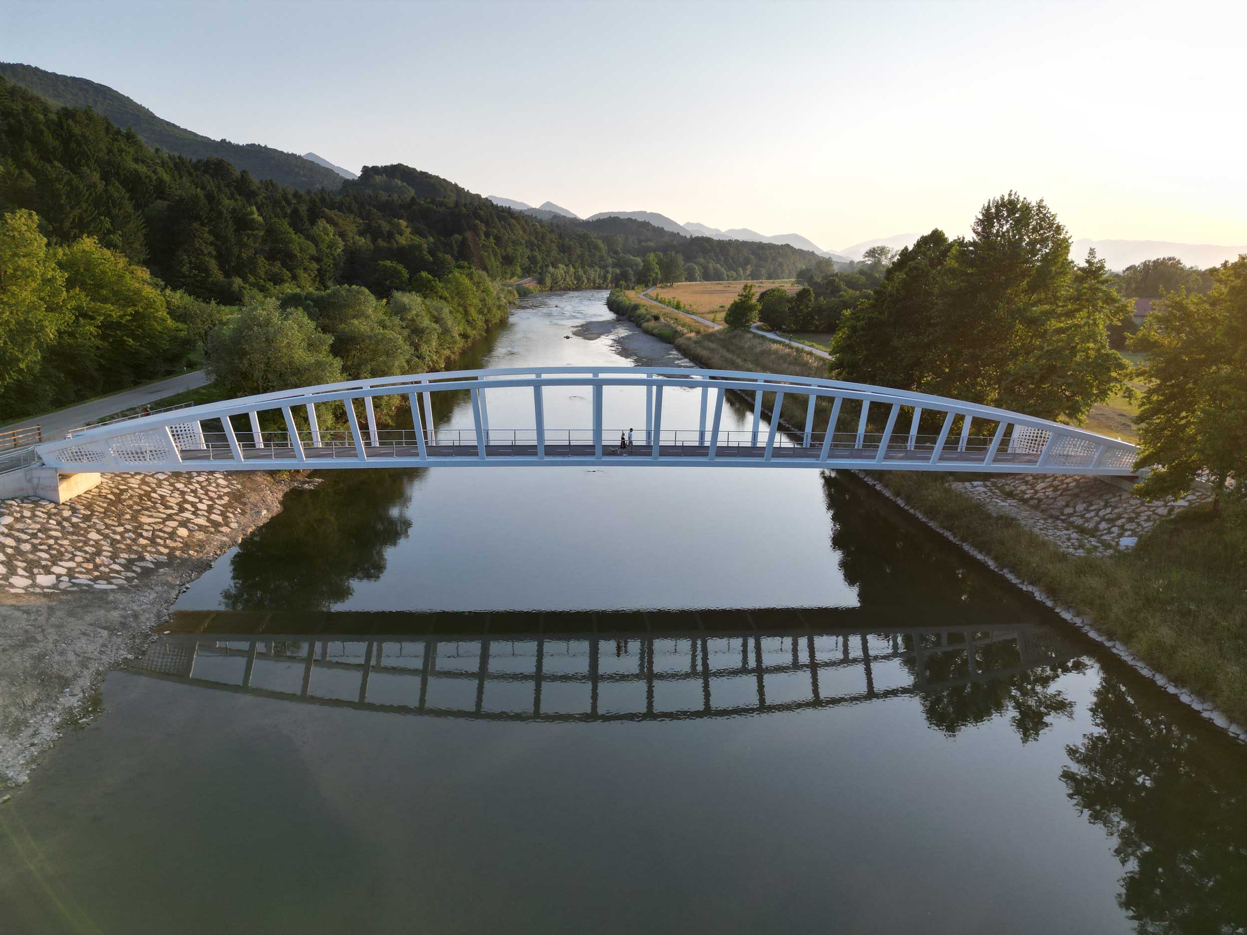 Pedestrian and cyclist bridge over Savinja River at Špica in Celje