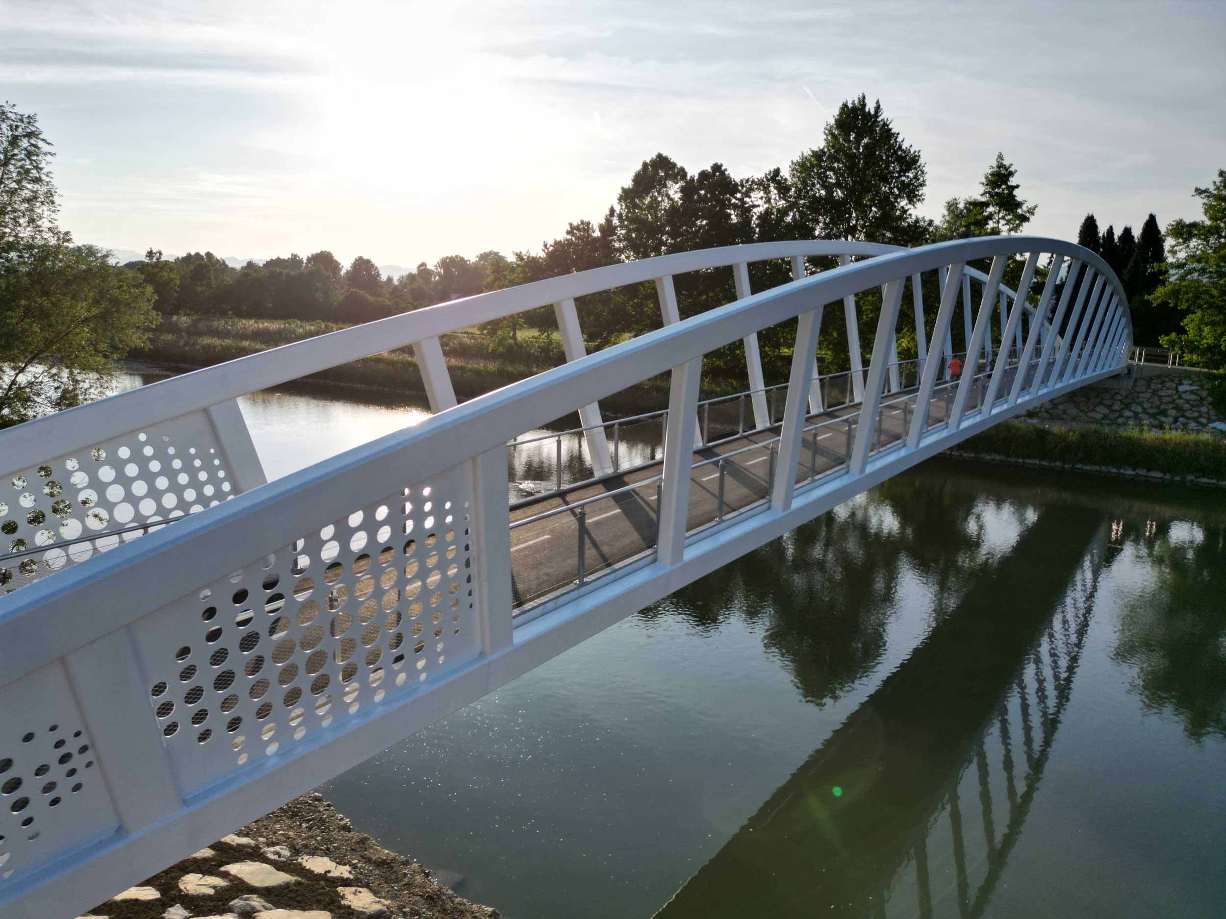 Pedestrian and cyclist bridge over Savinja River at Špica in Celje