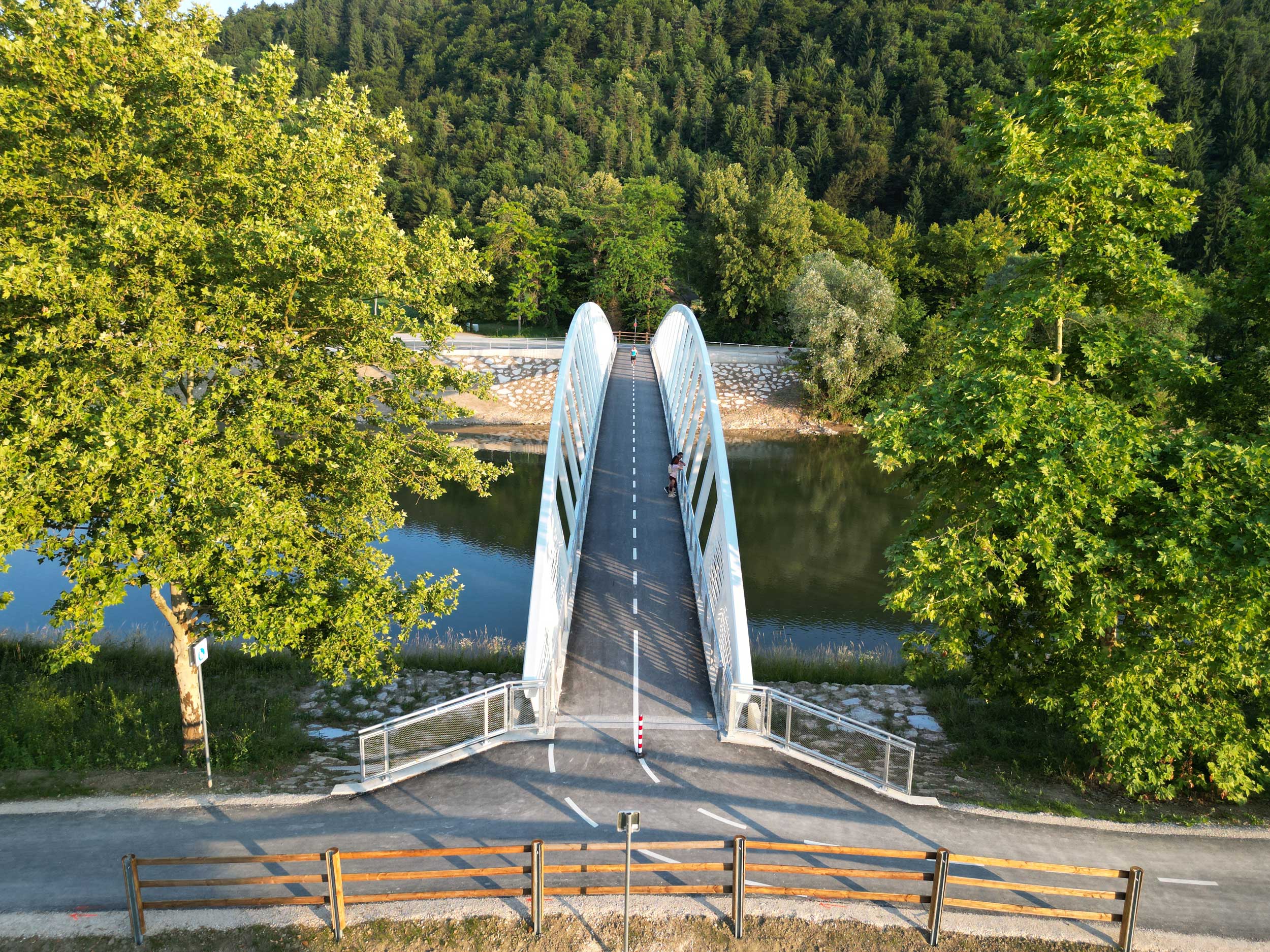 Pedestrian and cyclist bridge over Savinja River at Špica in Celje