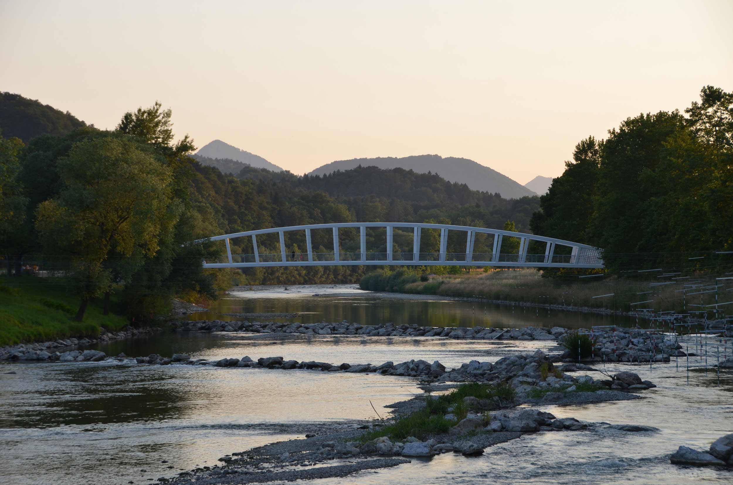 Pedestrian and cyclist bridge over Savinja River at Špica in Celje