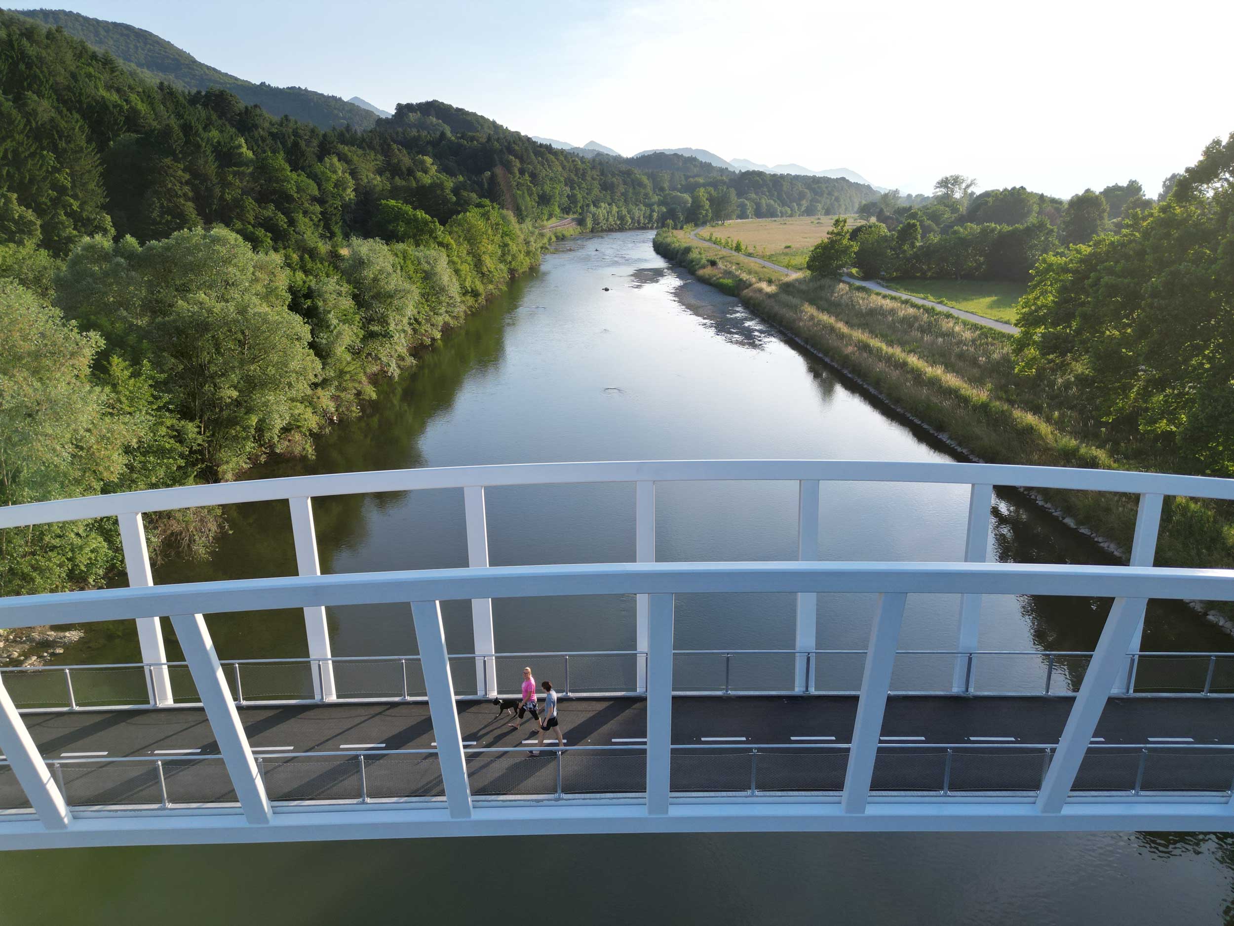 Pedestrian and cyclist bridge over Savinja River at Špica in Celje