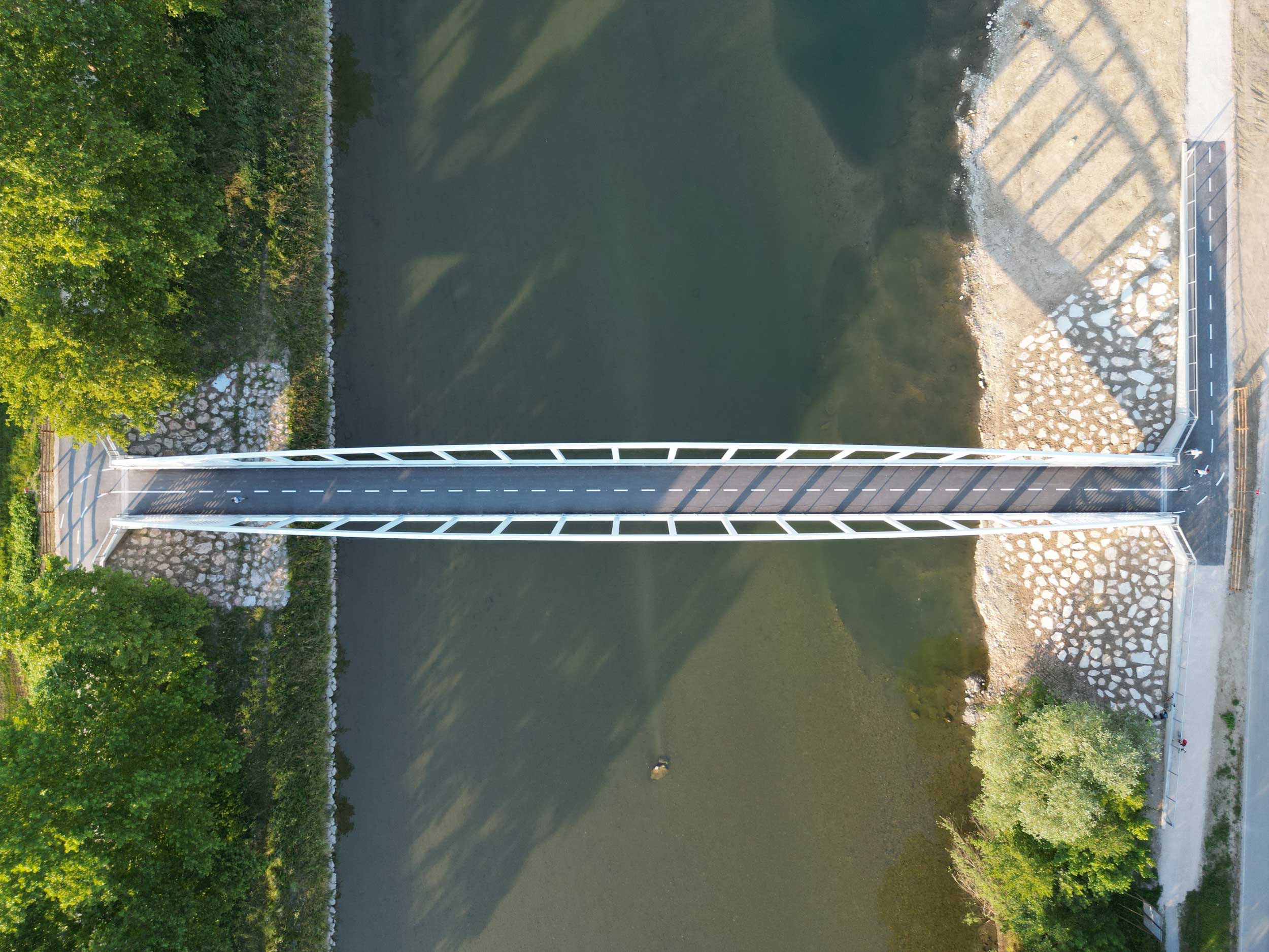 Pedestrian and cyclist bridge over Savinja River at Špica in Celje