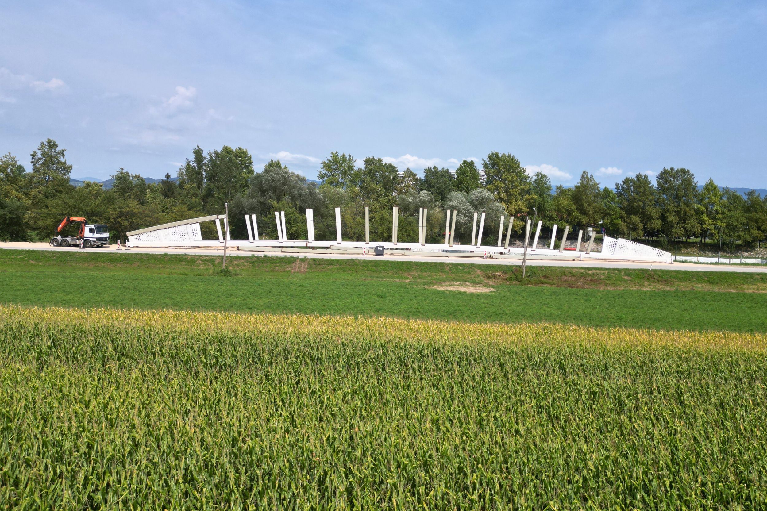 Pedestrian and cyclist bridge over Savinja River at Špica in Celje