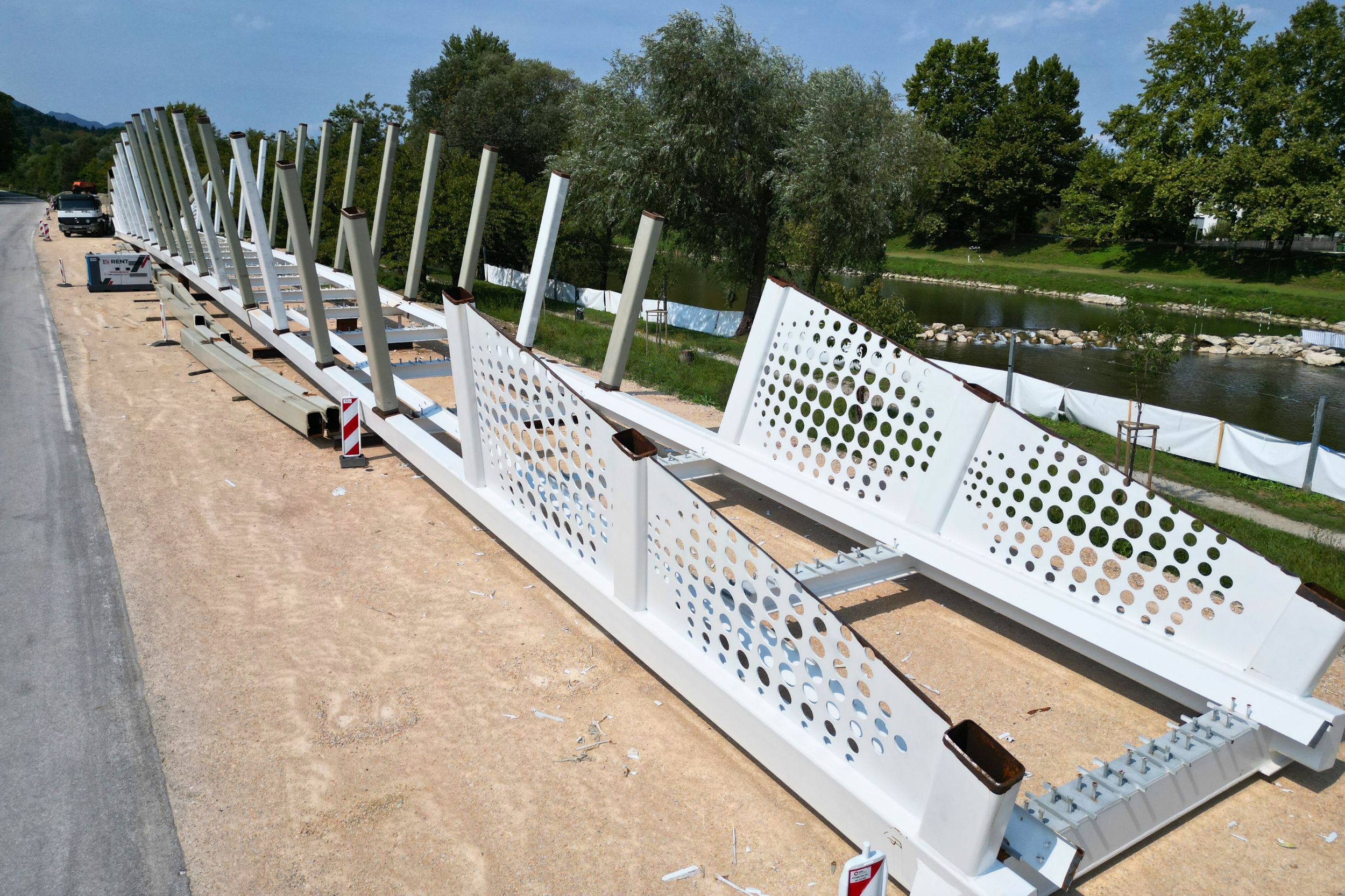 Pedestrian and cyclist bridge over Savinja River at Špica in Celje