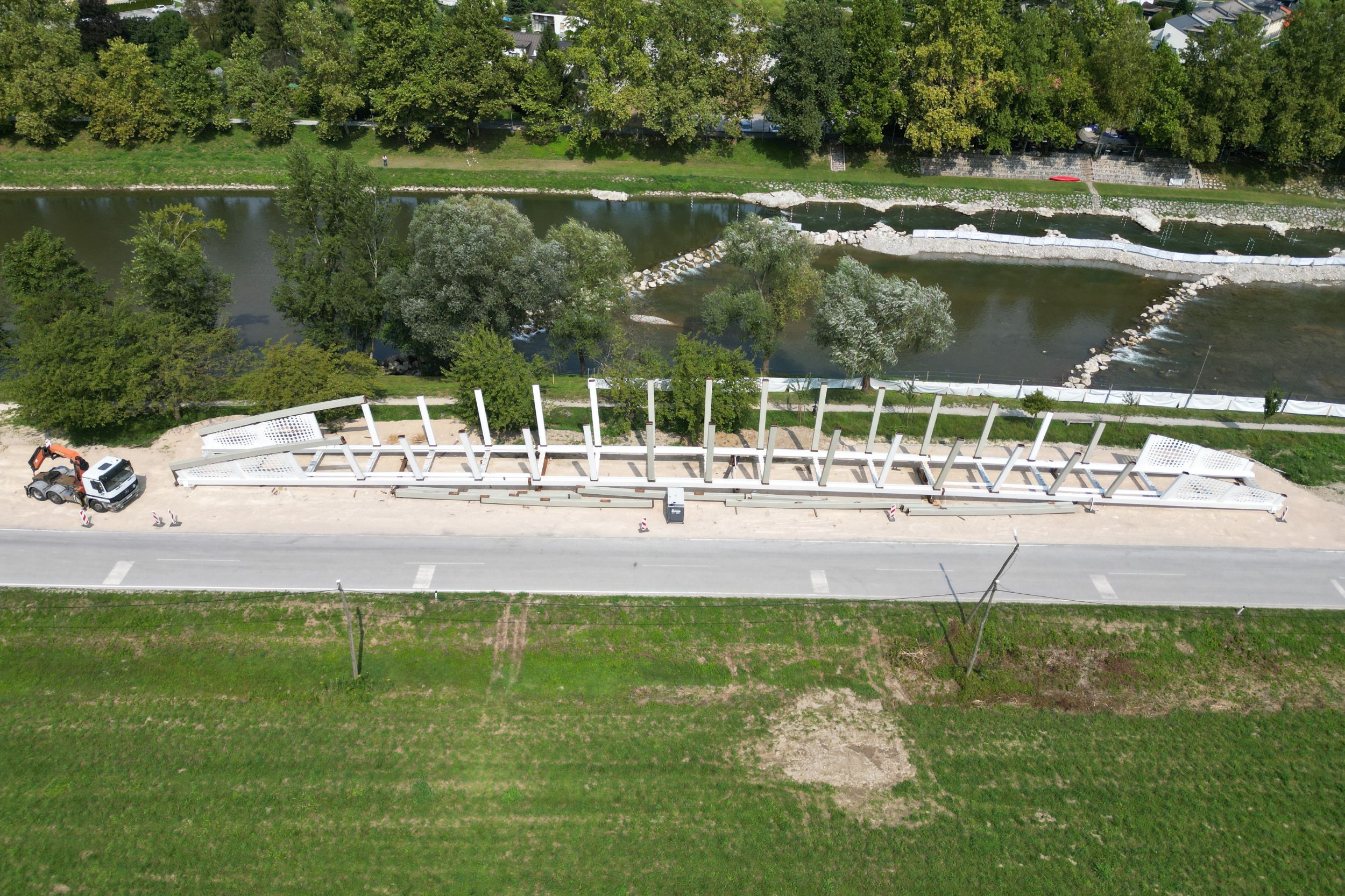 Pedestrian and cyclist bridge over Savinja River at Špica in Celje
