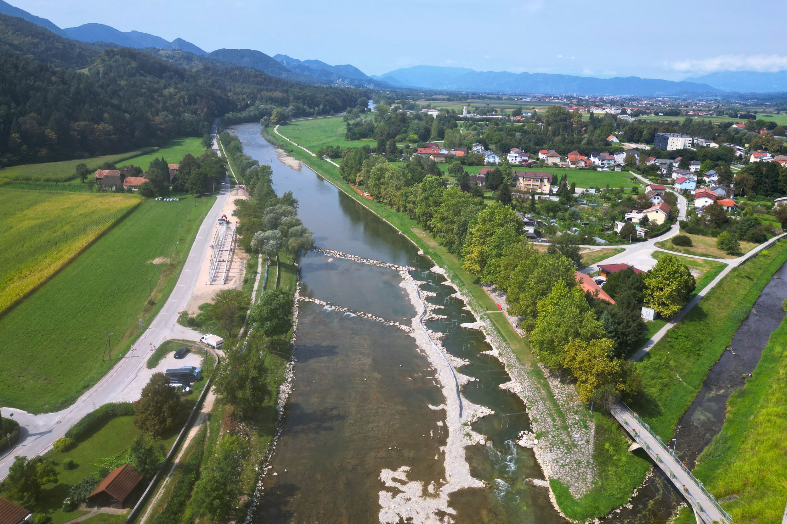 Pedestrian and cyclist bridge over Savinja River at Špica in Celje