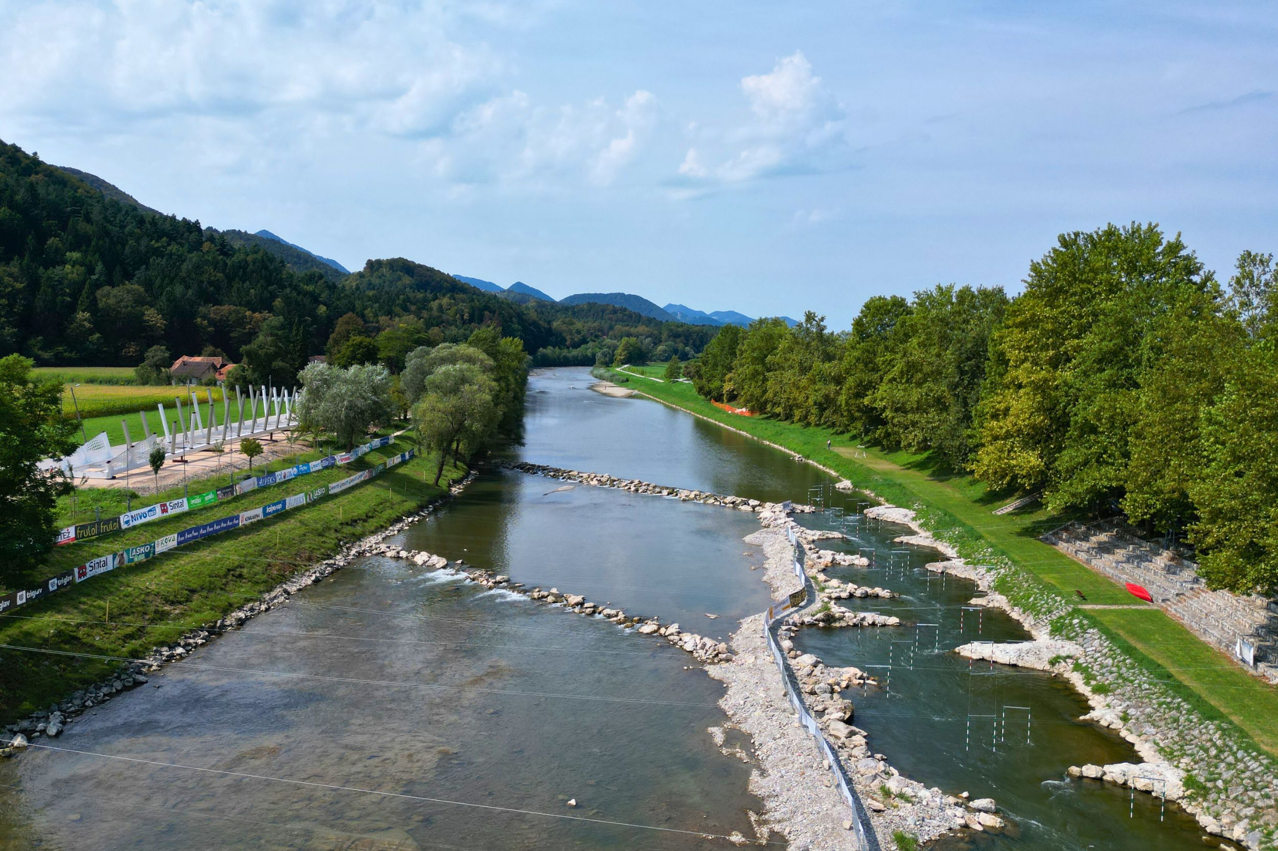 Pedestrian and cyclist bridge over Savinja River at Špica in Celje