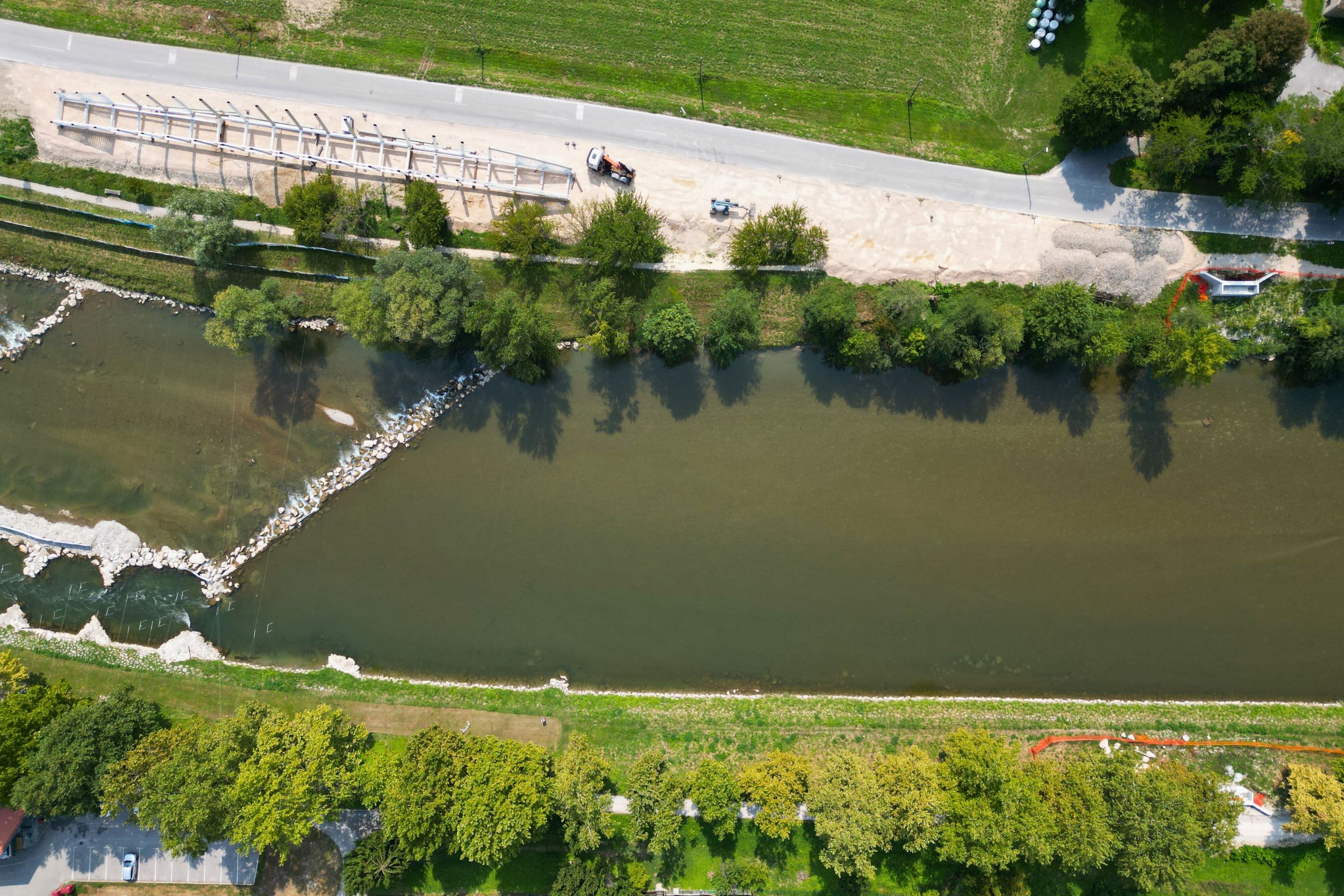 Pedestrian and cyclist bridge over Savinja River at Špica in Celje