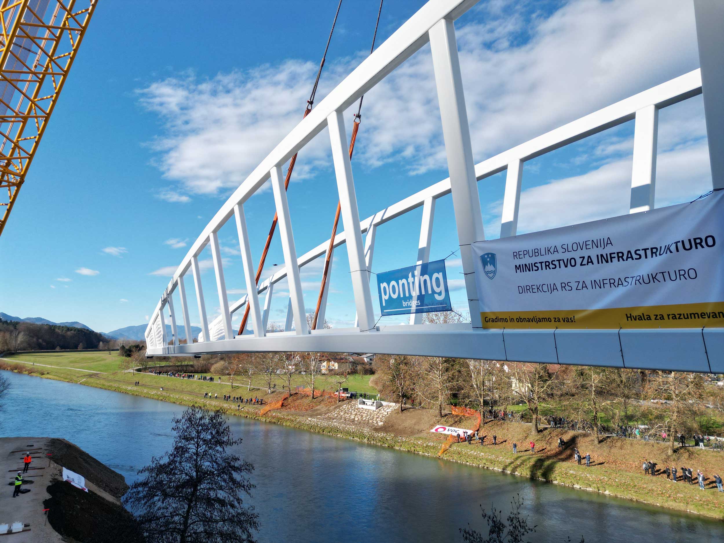 Pedestrian and cyclist bridge over Savinja River at Špica in Celje