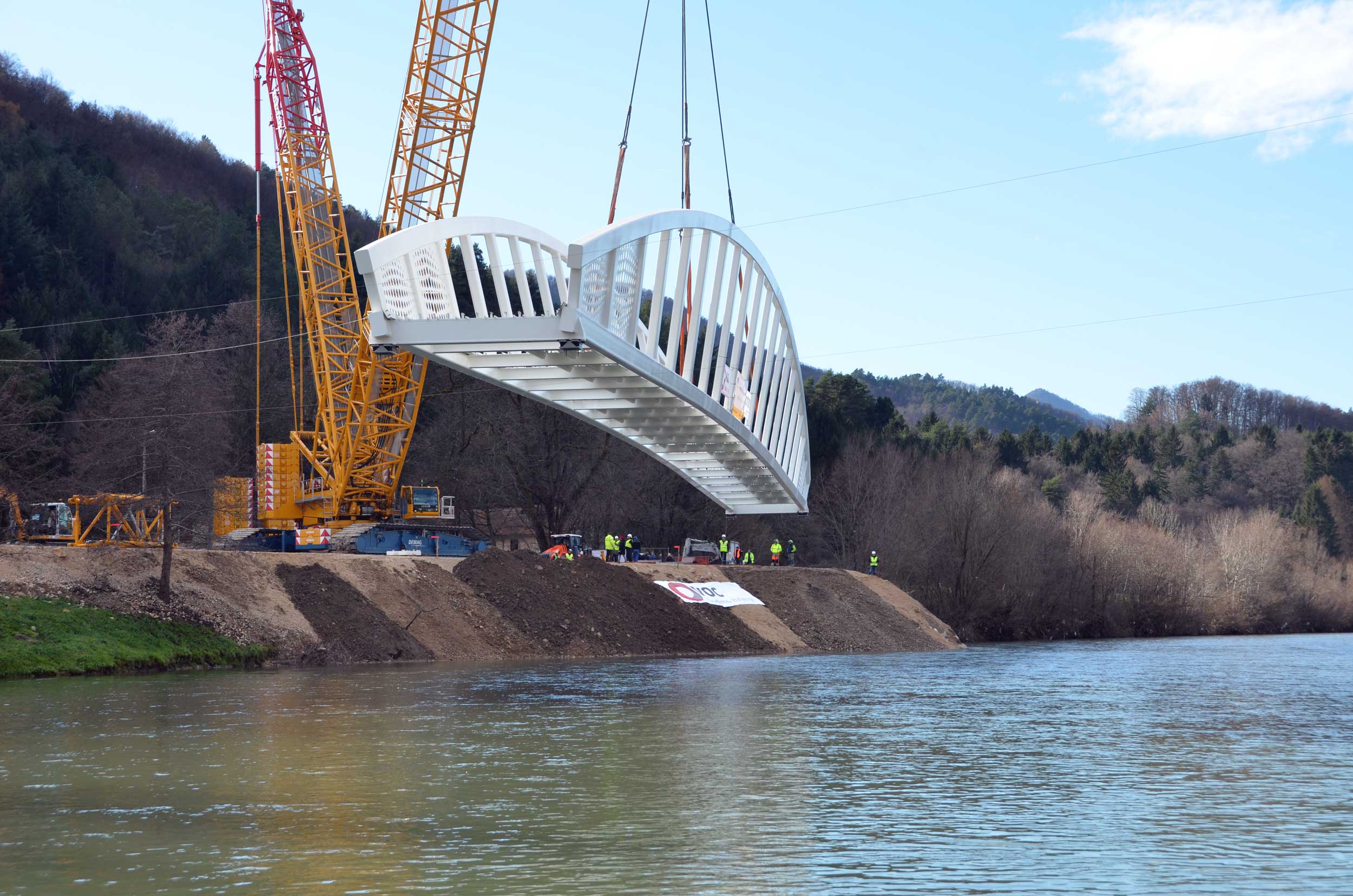 Pedestrian and cyclist bridge over Savinja River at Špica in Celje