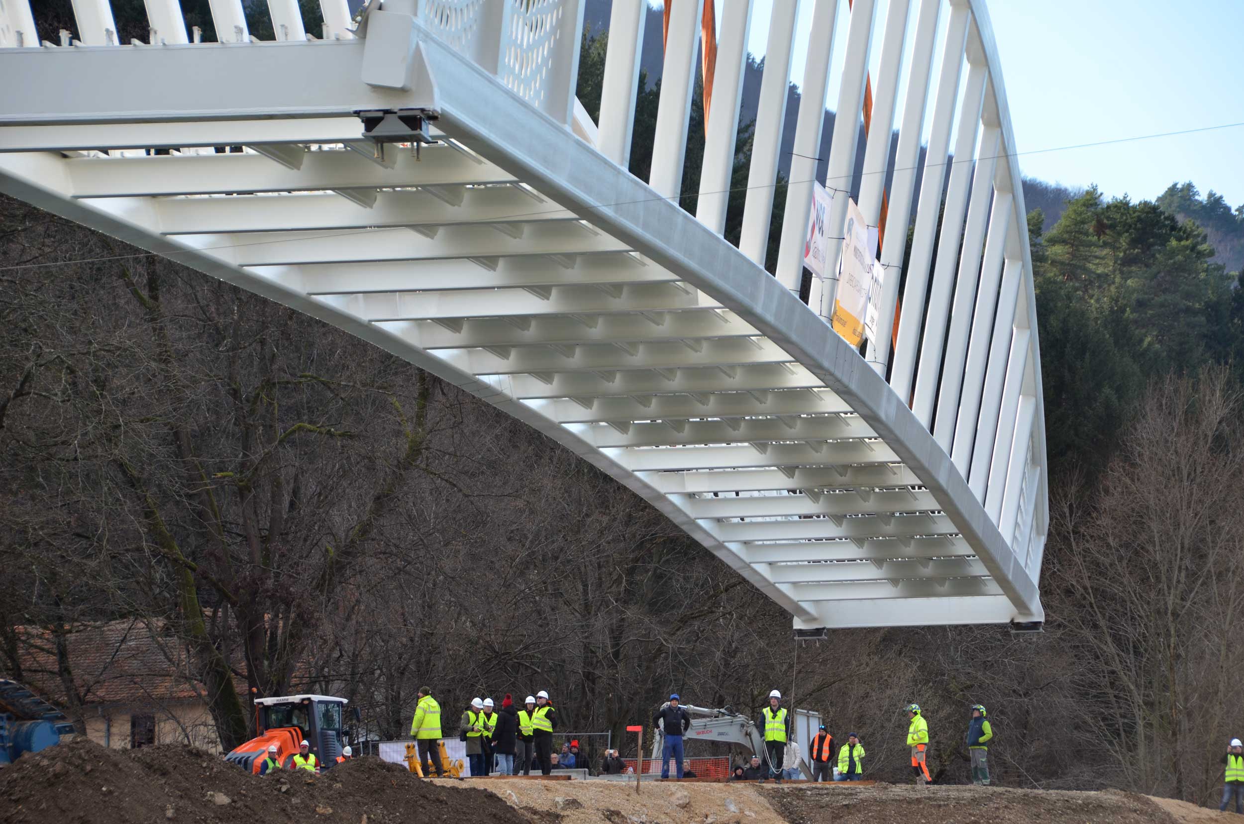 Pedestrian and cyclist bridge over Savinja River at Špica in Celje