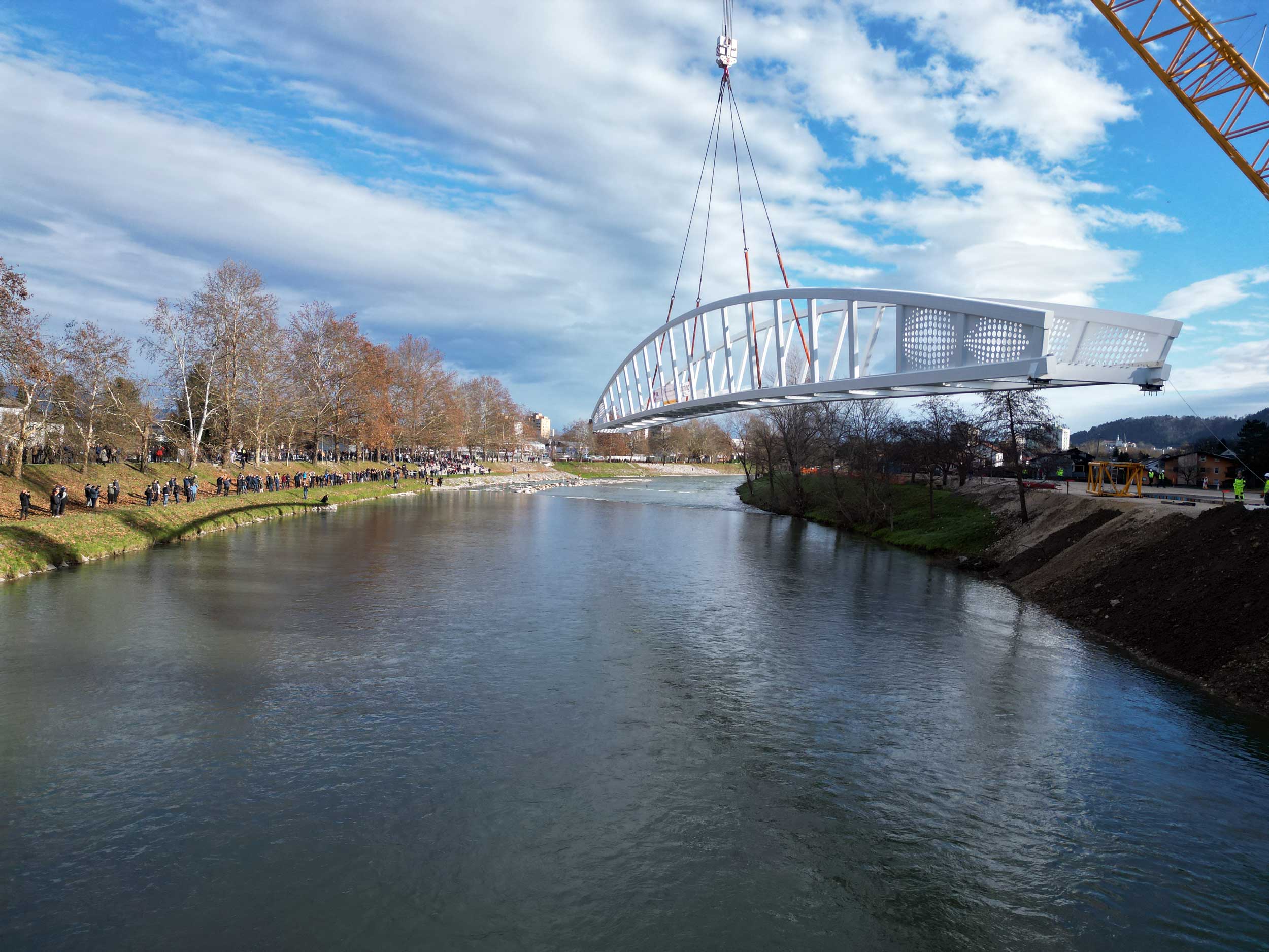 Pedestrian and cyclist bridge over Savinja River at Špica in Celje