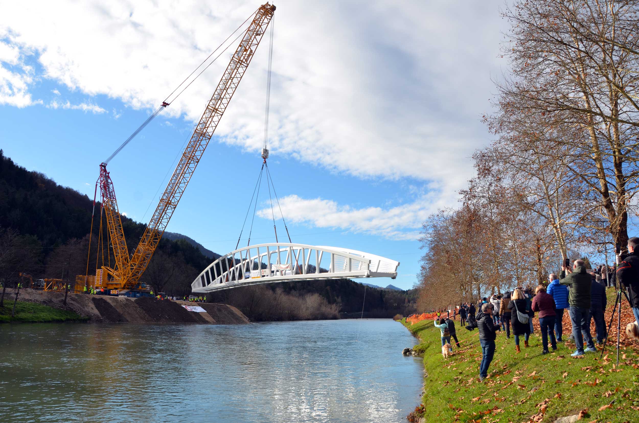 Pedestrian and cyclist bridge over Savinja River at Špica in Celje