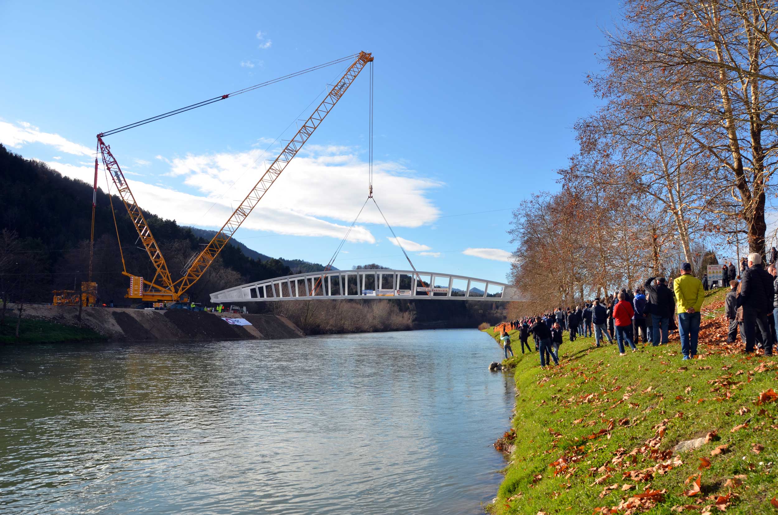 Pedestrian and cyclist bridge over Savinja River at Špica in Celje
