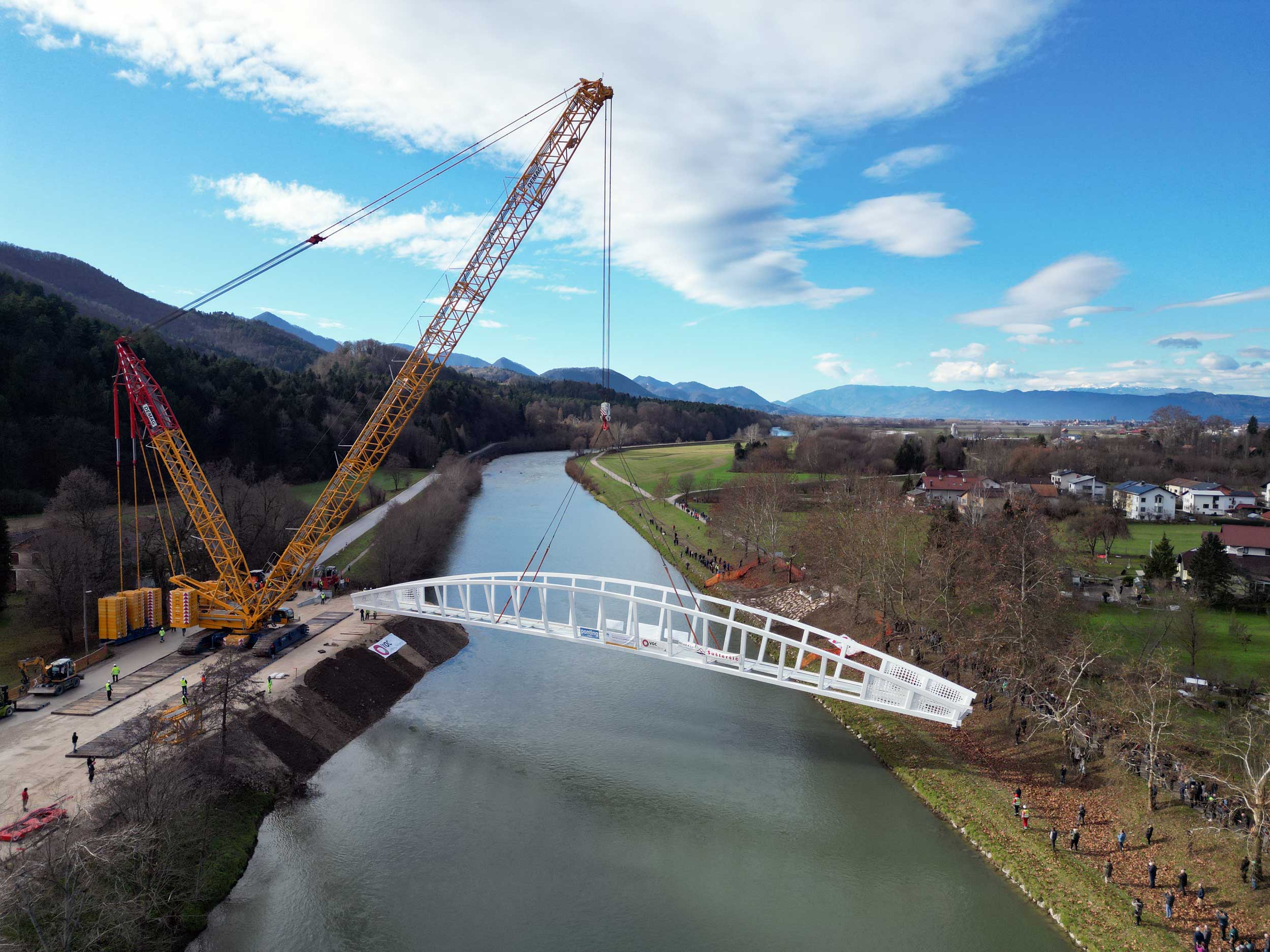 Pedestrian and cyclist bridge over Savinja River at Špica in Celje