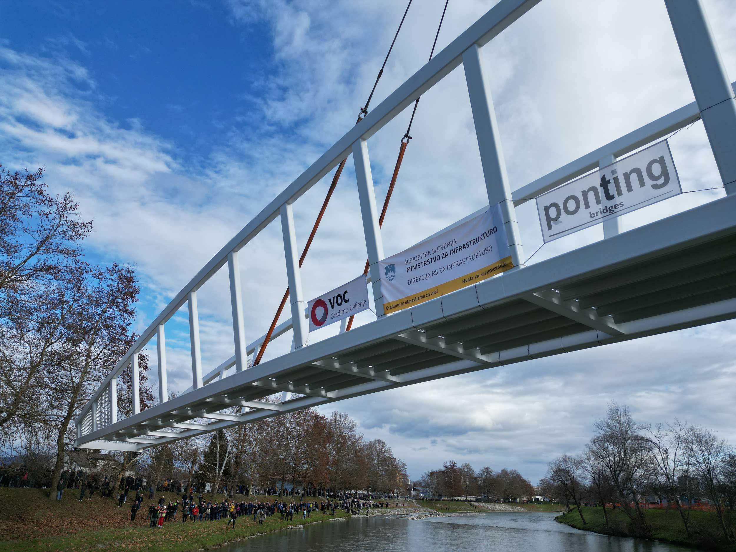 Pedestrian and cyclist bridge over Savinja River at Špica in Celje