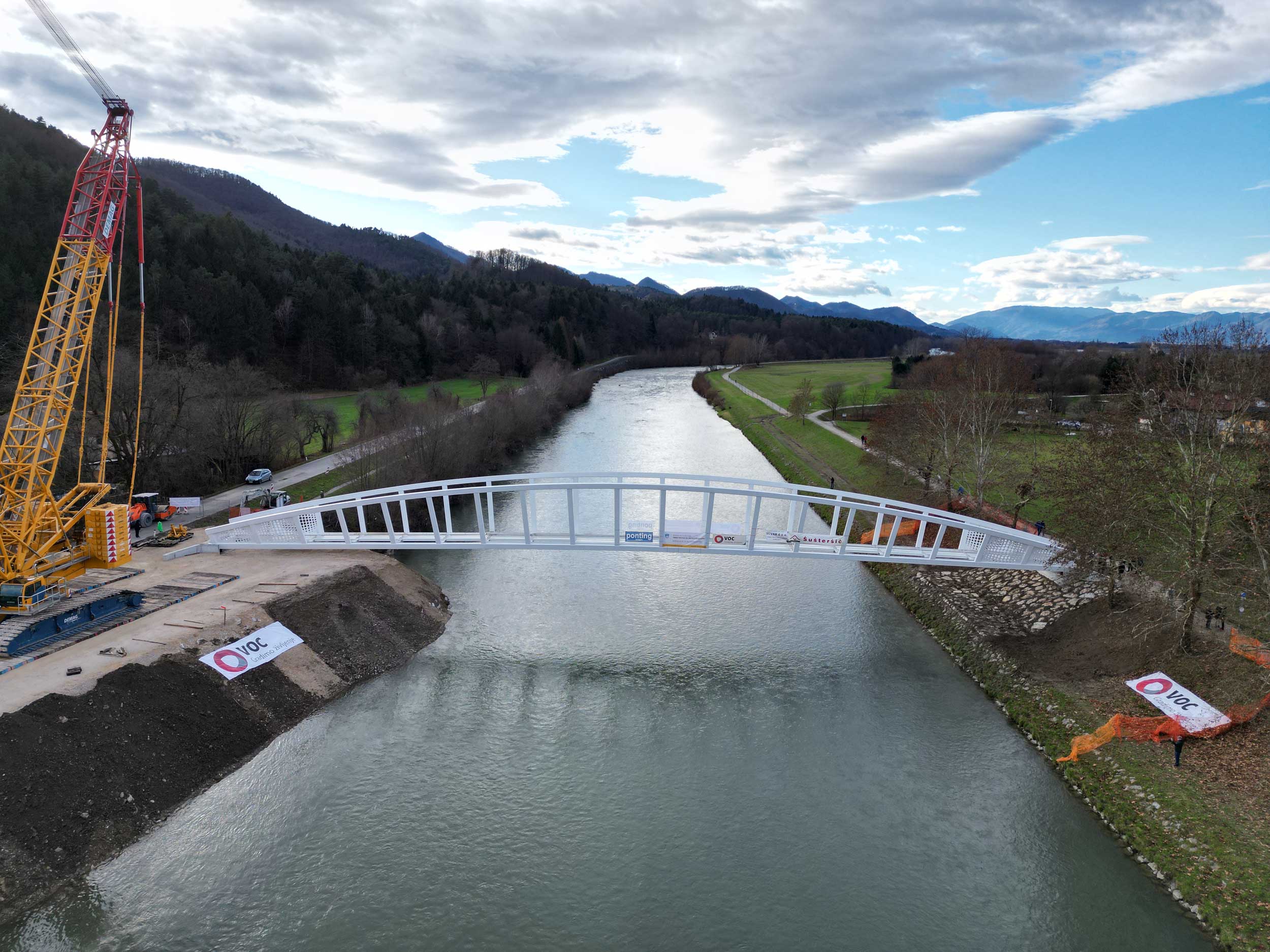 Pedestrian and cyclist bridge over Savinja River at Špica in Celje