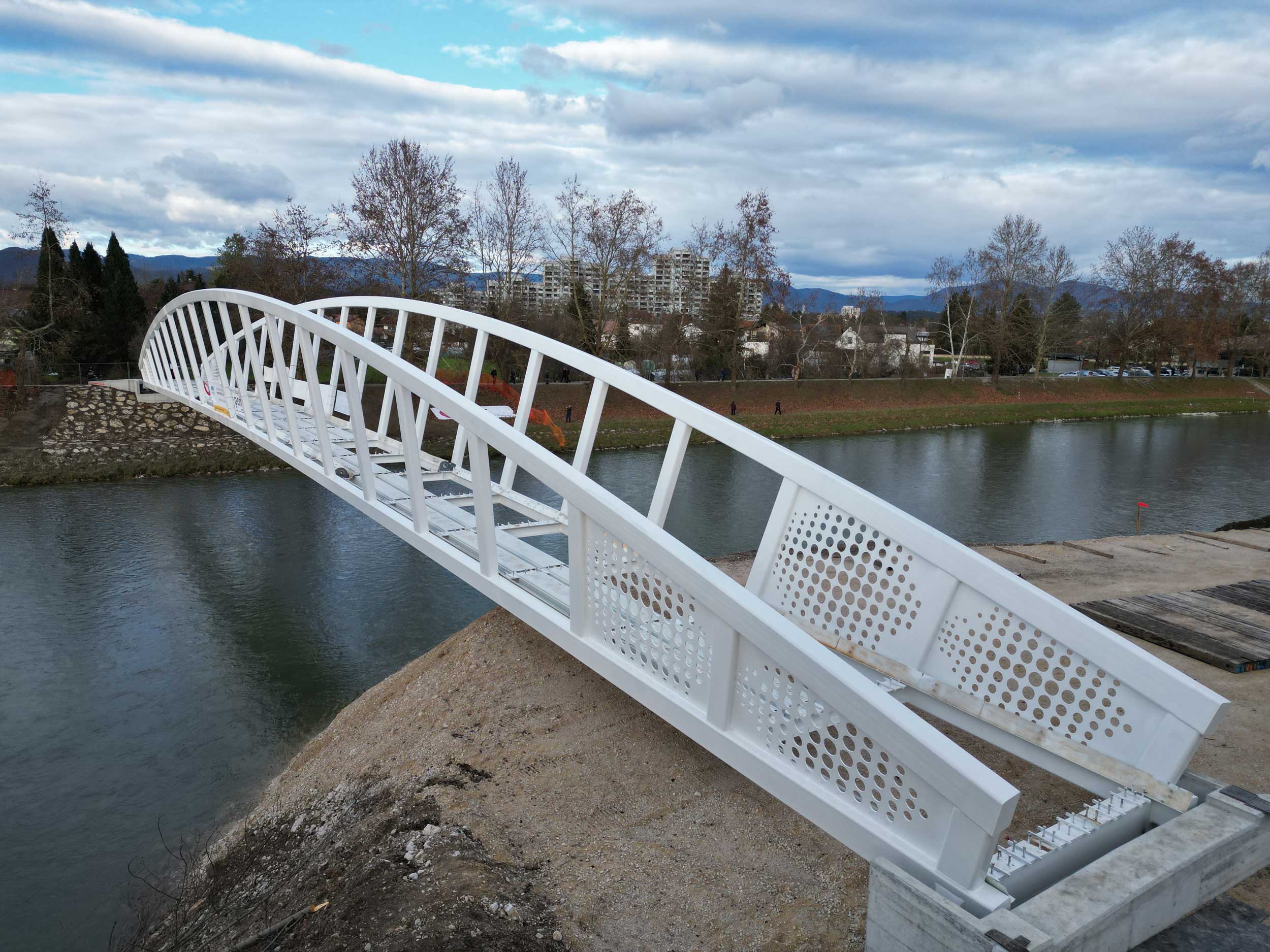 Pedestrian and cyclist bridge over Savinja River at Špica in Celje