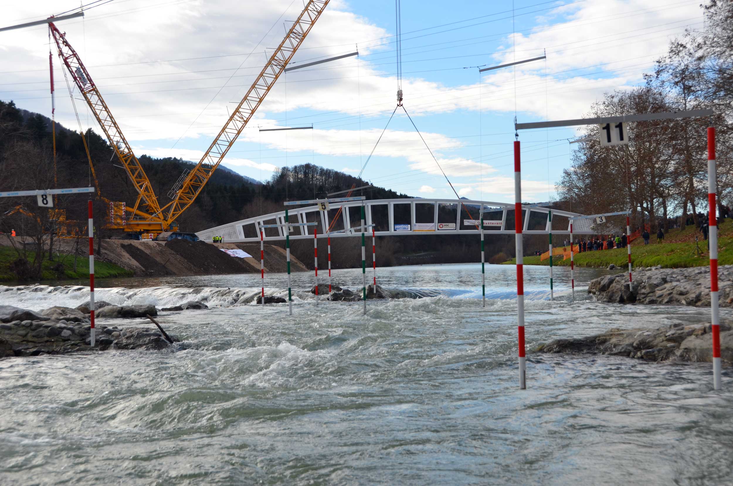 Pedestrian and cyclist bridge over Savinja River at Špica in Celje
