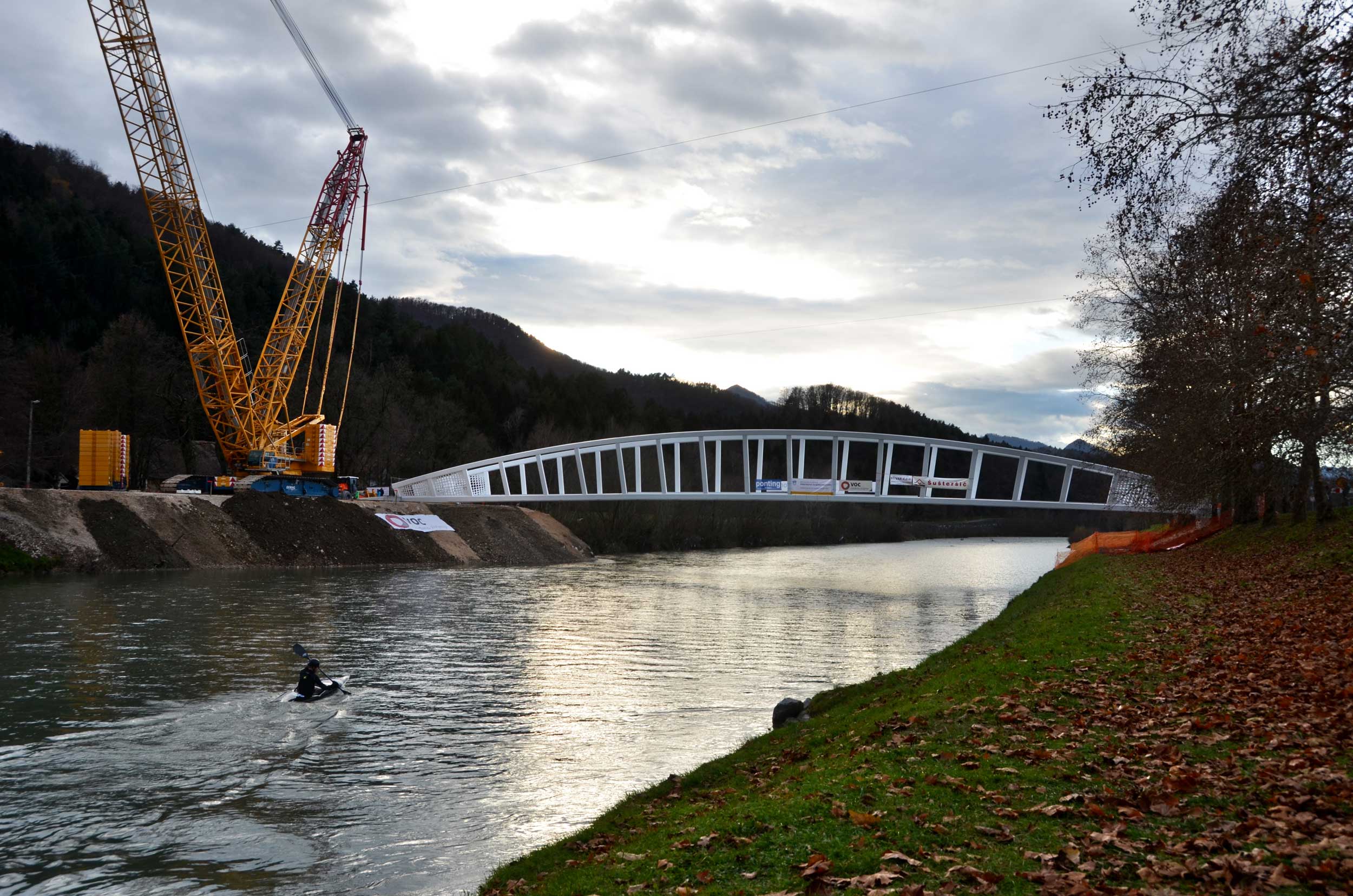 Pedestrian and cyclist bridge over Savinja River at Špica in Celje