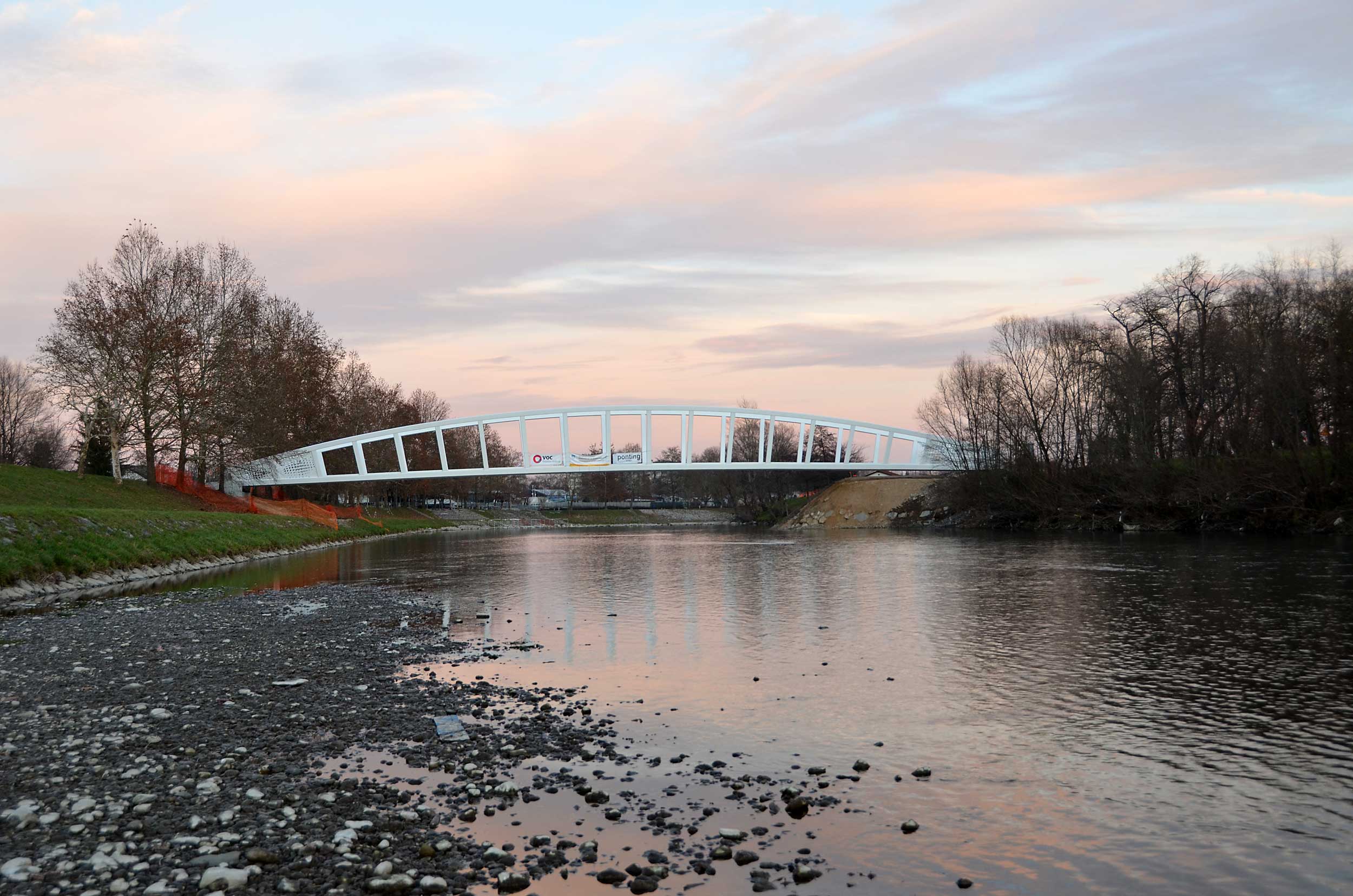 Pedestrian and cyclist bridge over Savinja River at Špica in Celje