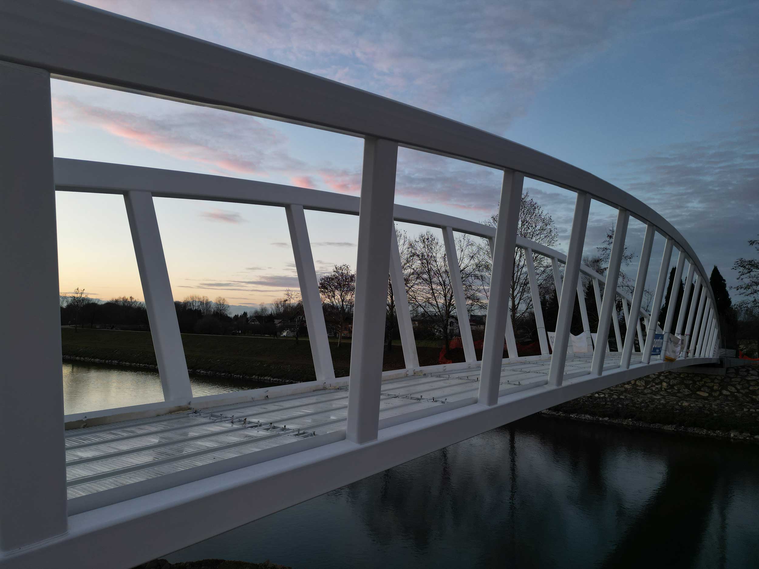 Pedestrian and cyclist bridge over Savinja River at Špica in Celje