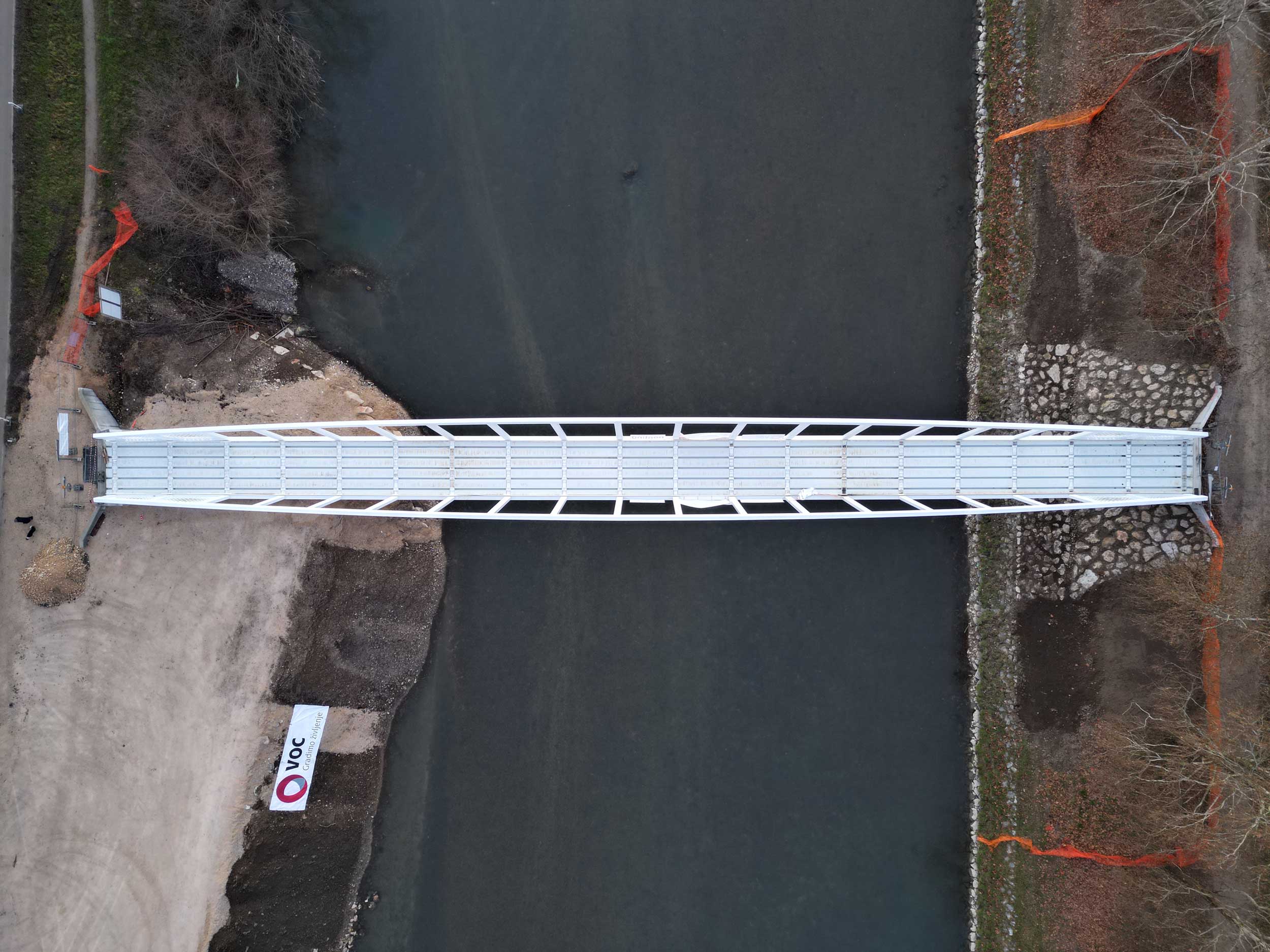 Pedestrian and cyclist bridge over Savinja River at Špica in Celje