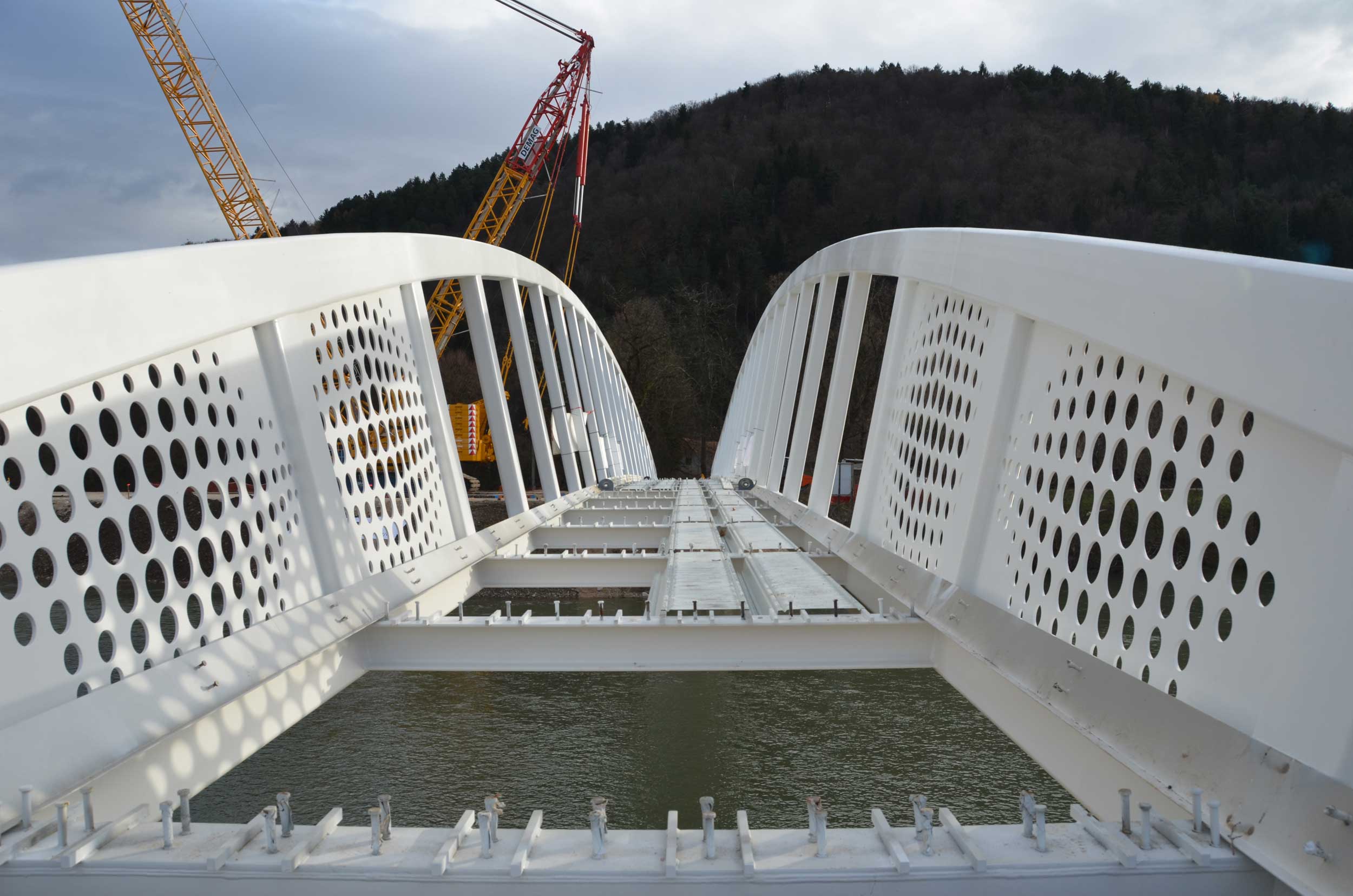 Pedestrian and cyclist bridge over Savinja River at Špica in Celje