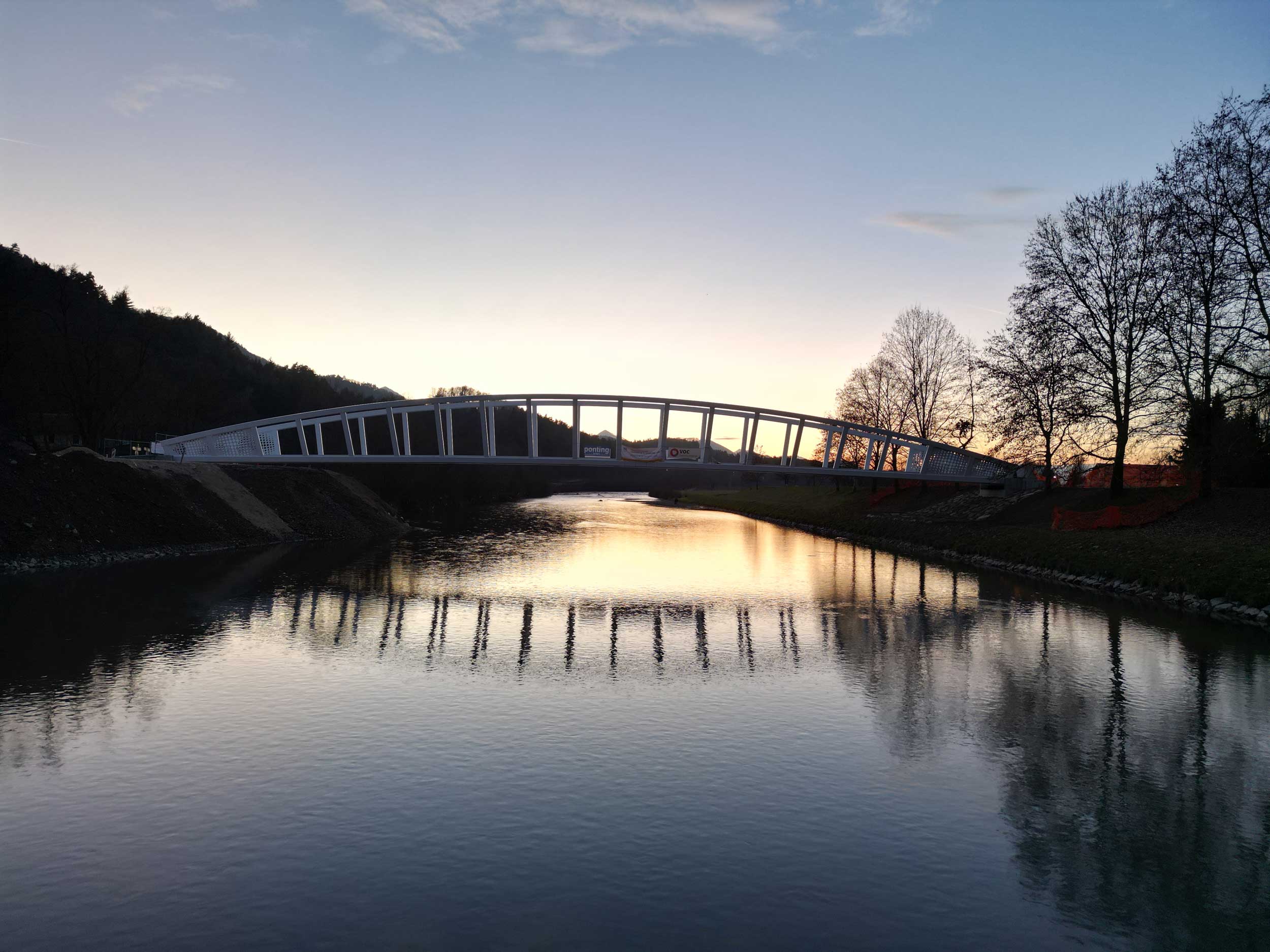 Pedestrian and cyclist bridge over Savinja River at Špica in Celje