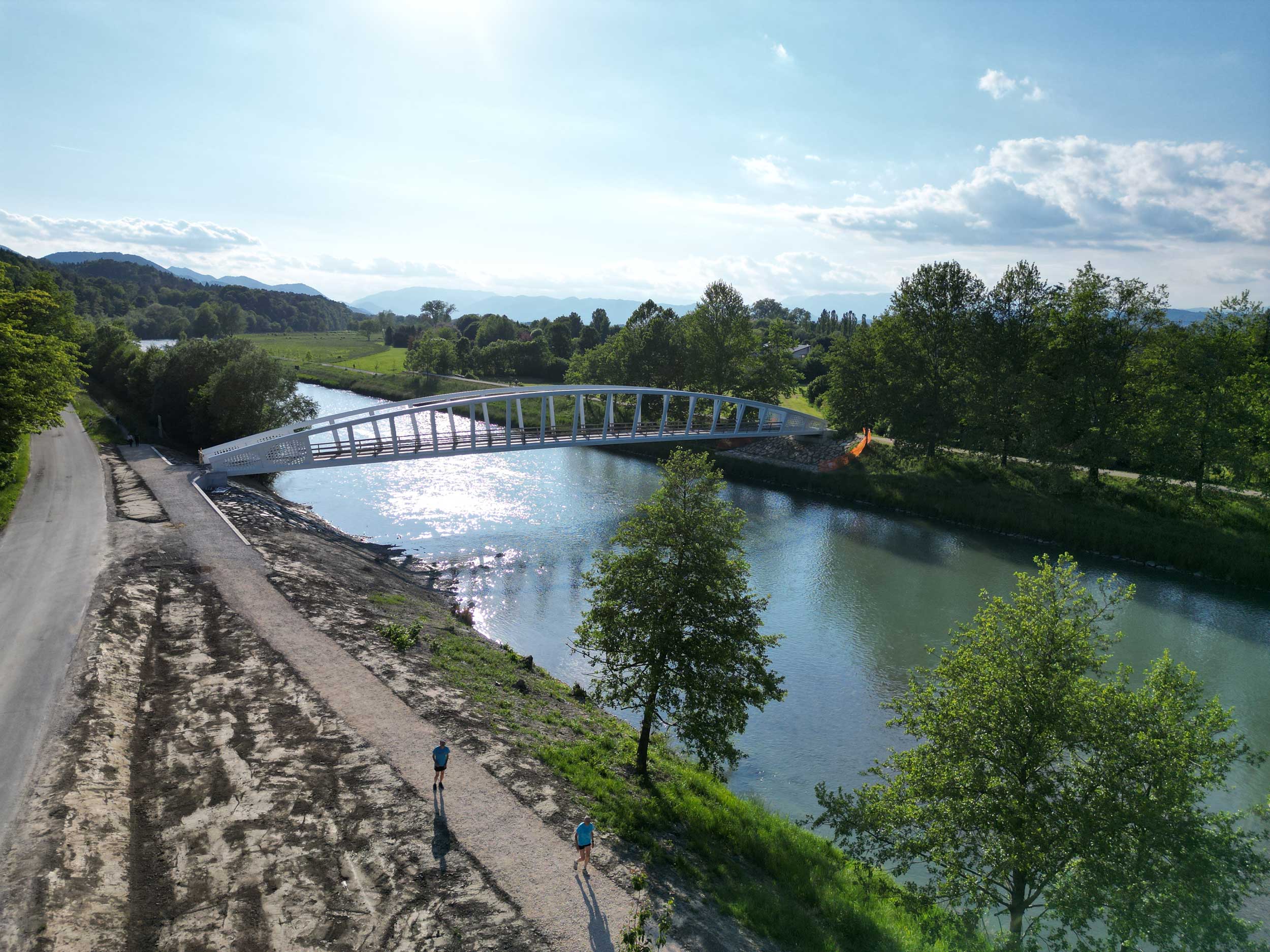 Pedestrian and cyclist bridge over Savinja River at Špica in Celje